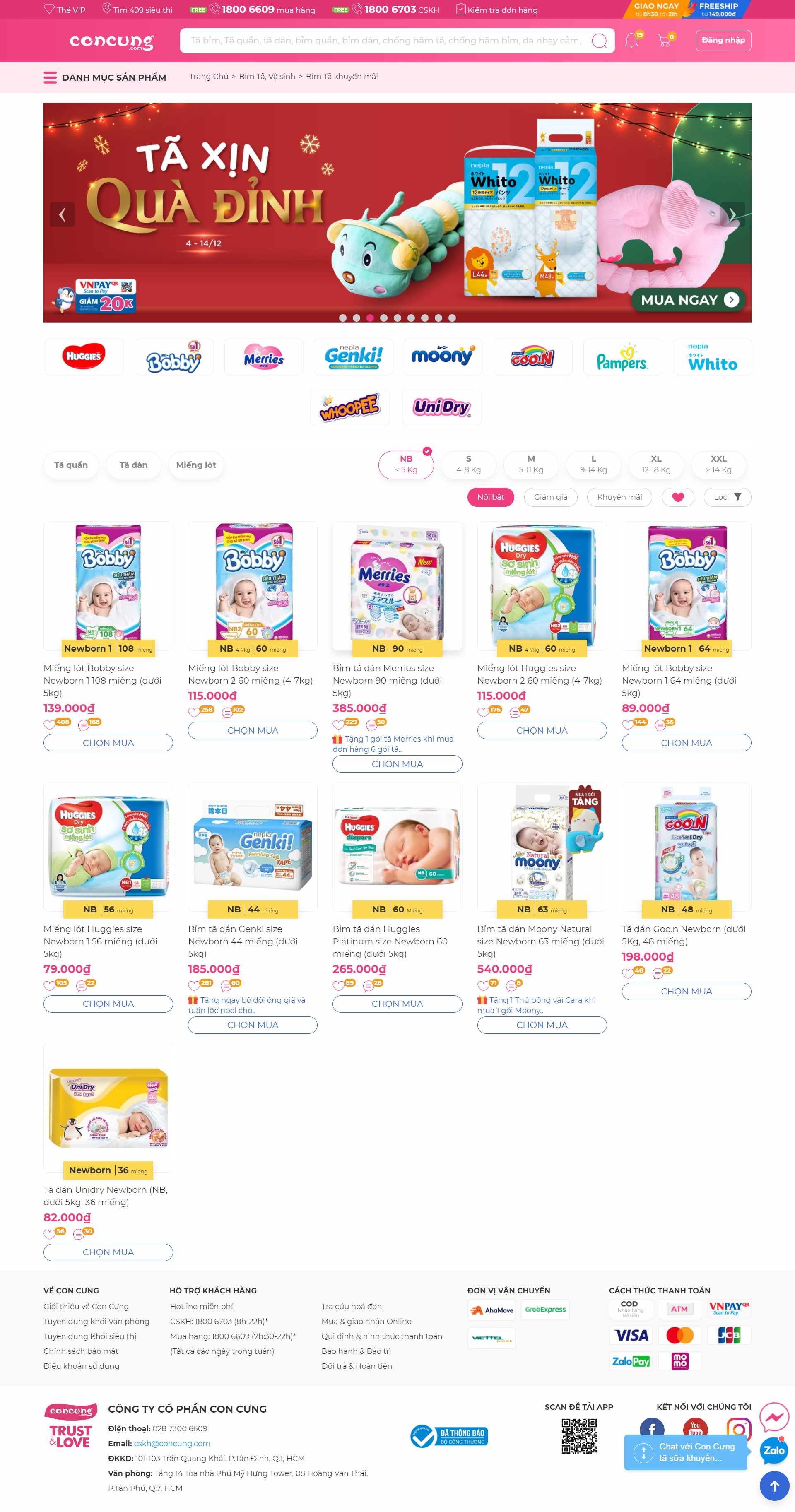[huggies] Thiết kế Website Web Bỉm Tã Cho Em Bé - concungcom
