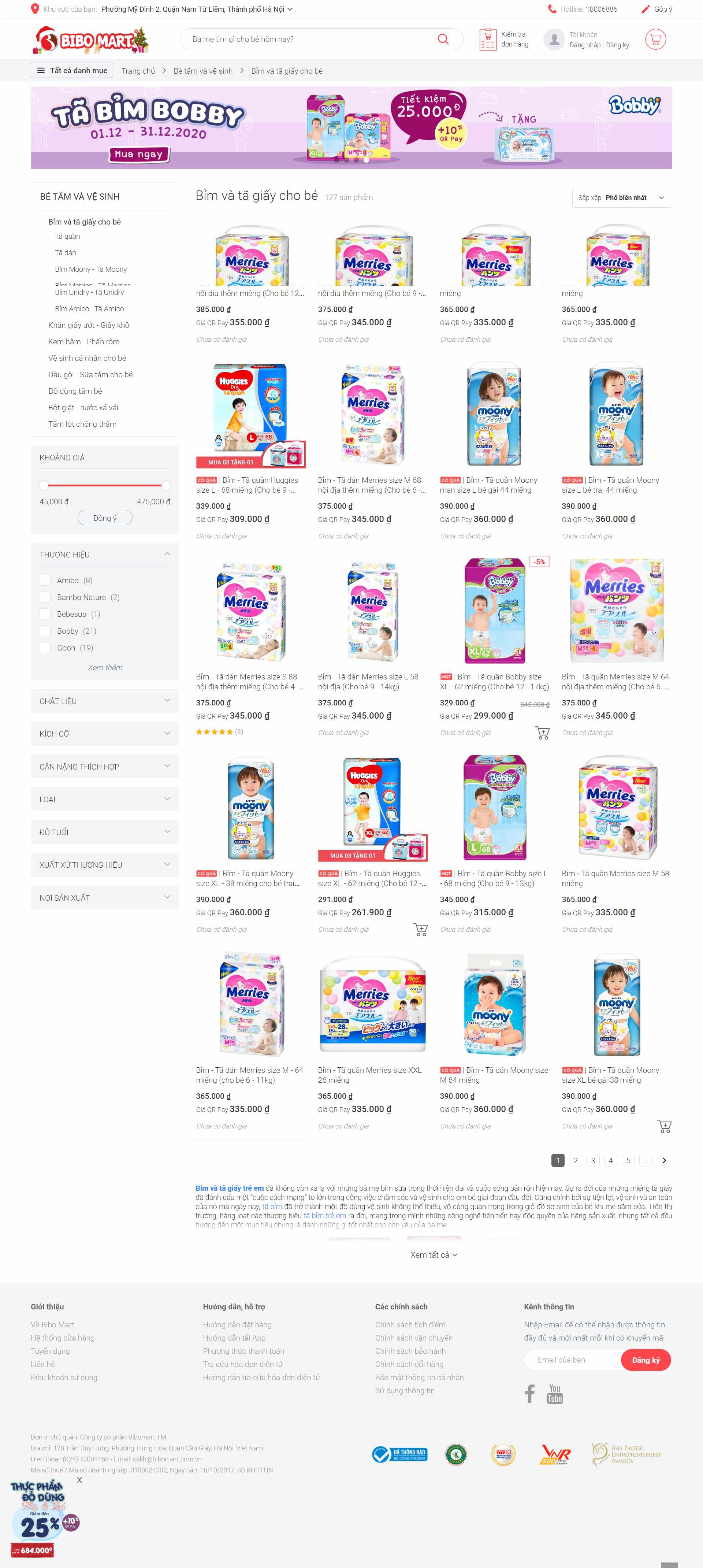 [huggies] Thiết kế Website Web Bỉm Tã Cho Em Bé - bibomartcomvn