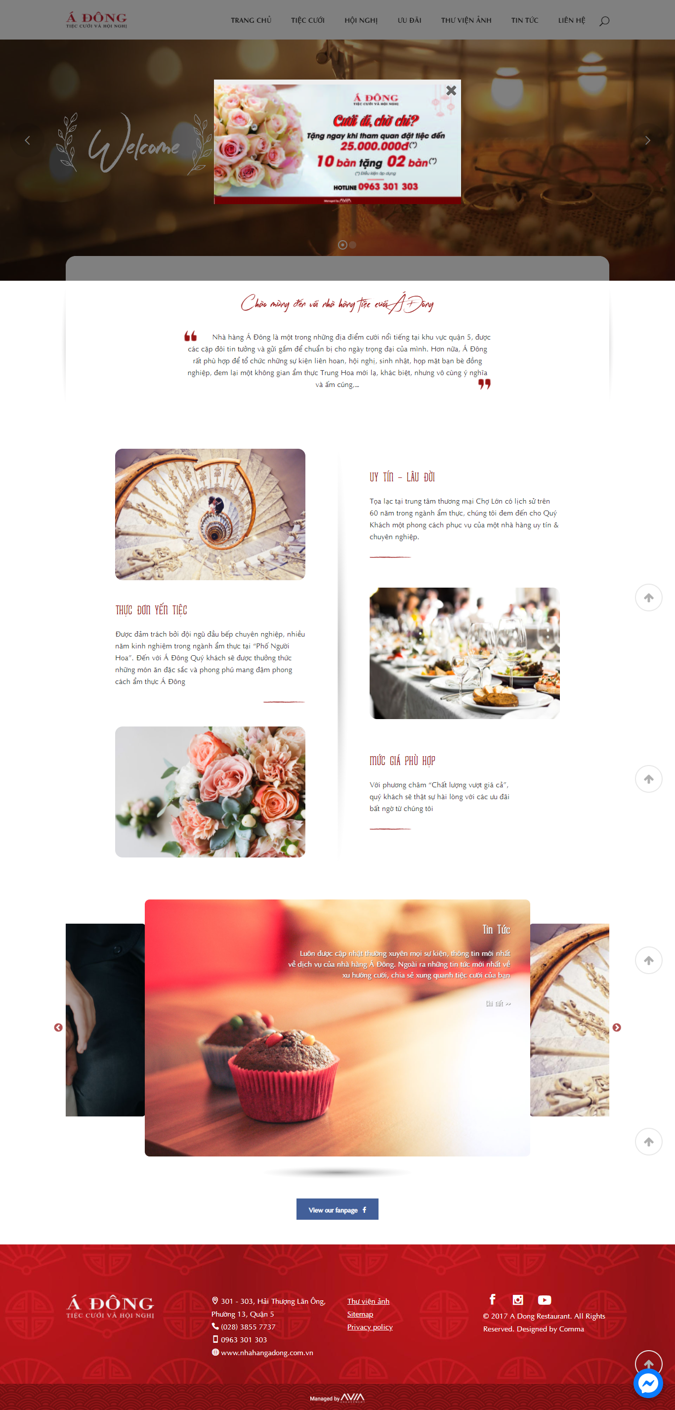 Thiết kế Website Web nhà hàng tiệc cưới - nhahangadongcomvn