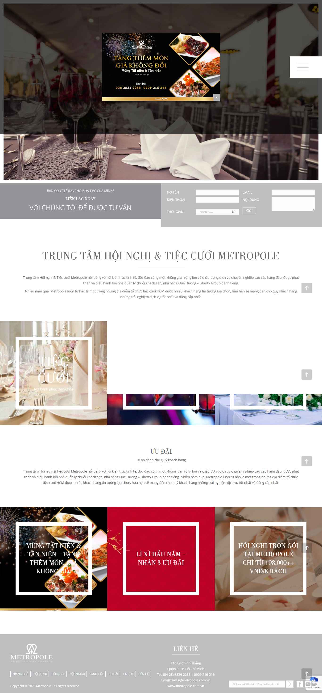 Thiết kế Website Web nhà hàng tiệc cưới - wwwmetropolecomvn