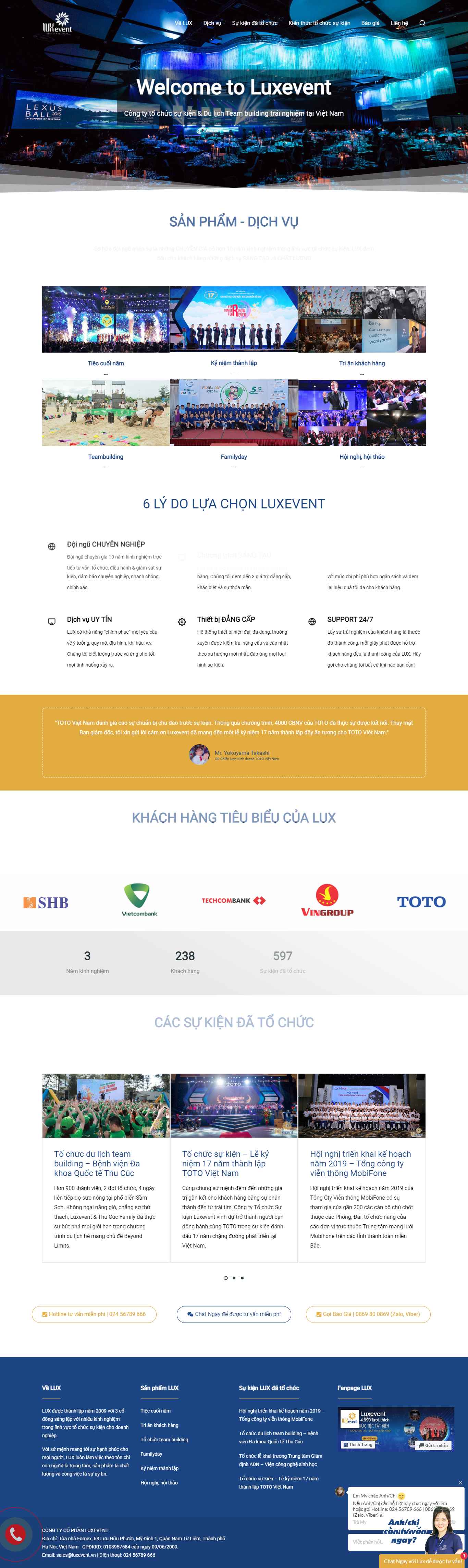 Thiết kế Website Web nhà hàng tiệc cưới - luxeventvn