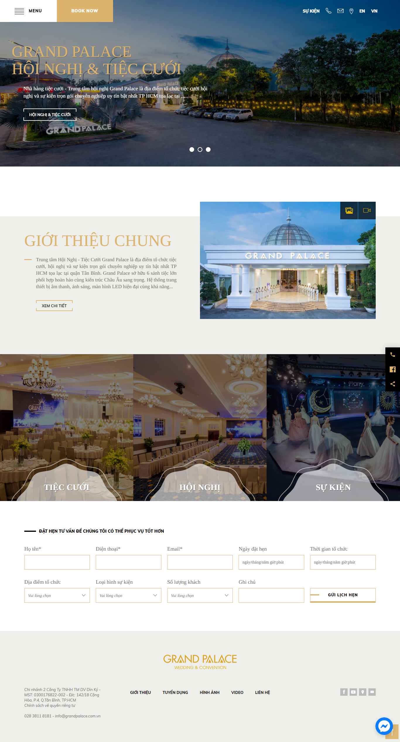 Thiết kế Website Web nhà hàng tiệc cưới - grandpalacecomvn