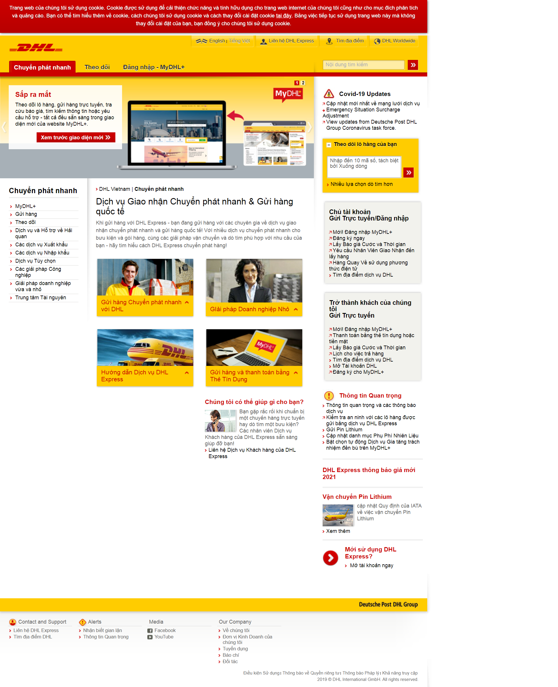 Thiết kế Website Web Dịch Vụ Vận Chuyển - wwwdhlcomvn