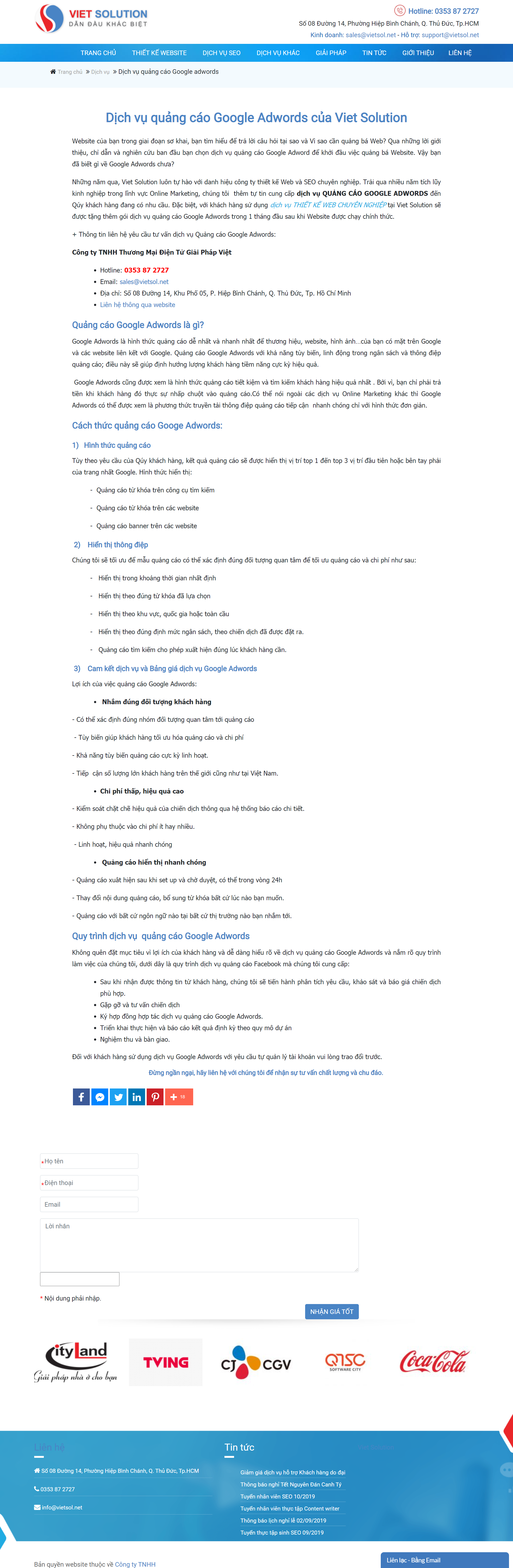 Thiết kế Website Web Quảng Cáo Google Adwords - wwwvietsolnet