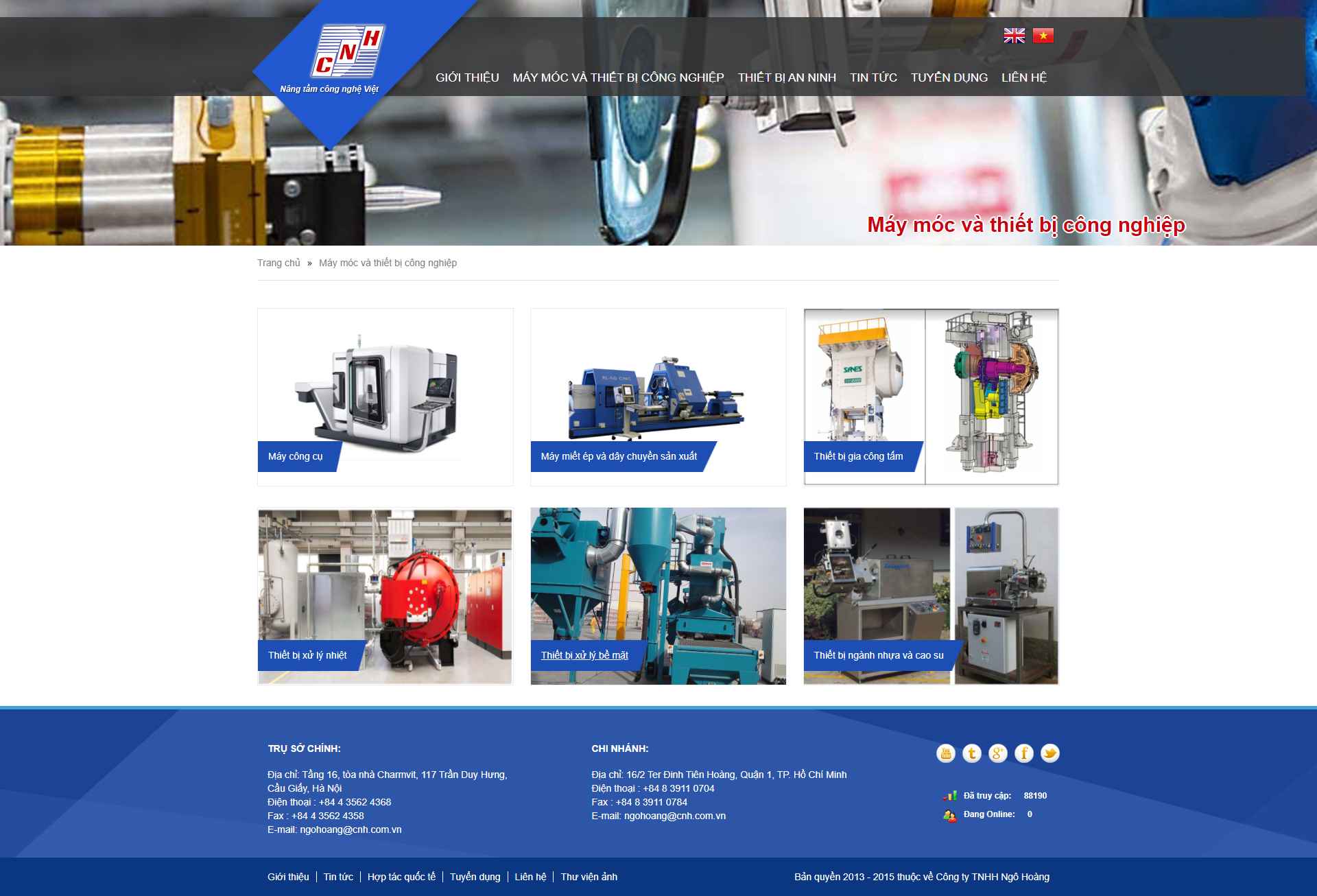 Thiết kế Website web máy móc công nghiệp - cnhcomvn