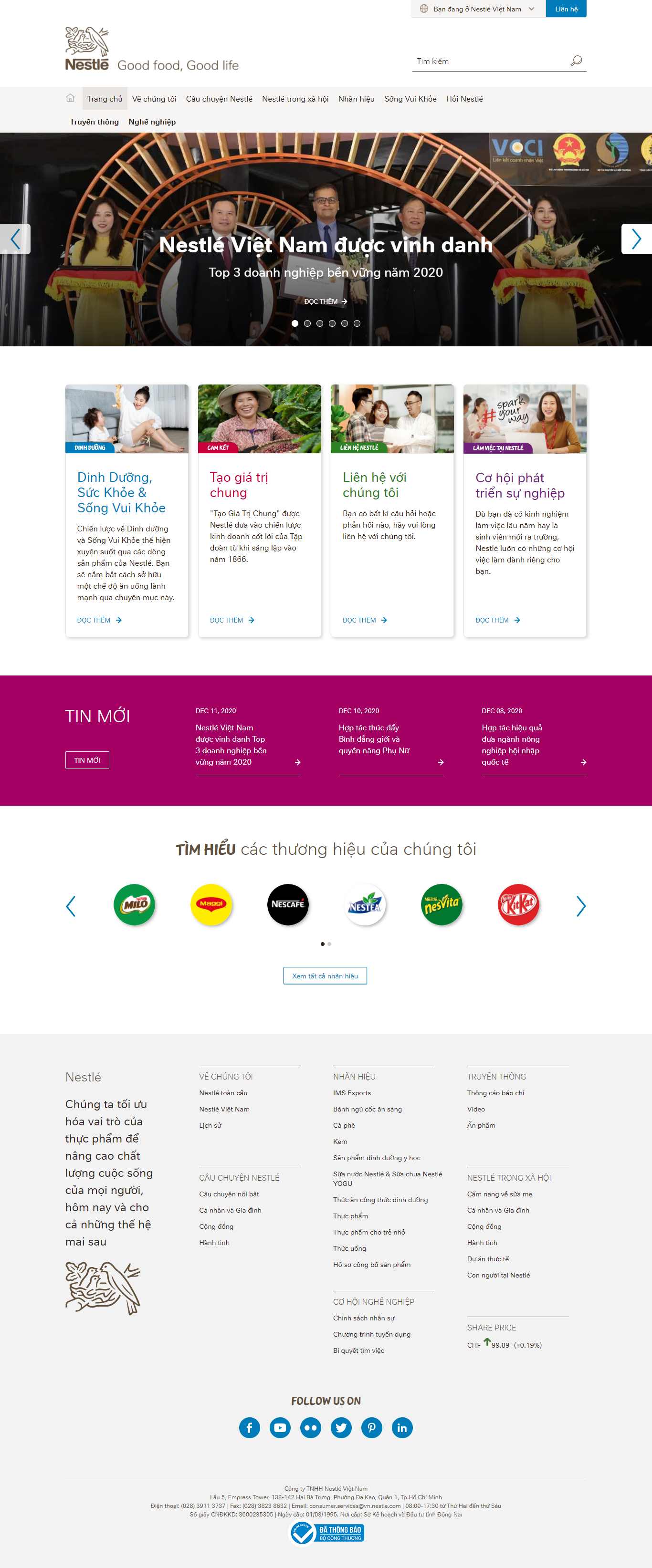 Thiết kế Website web cà phê - wwwnestlecomvn