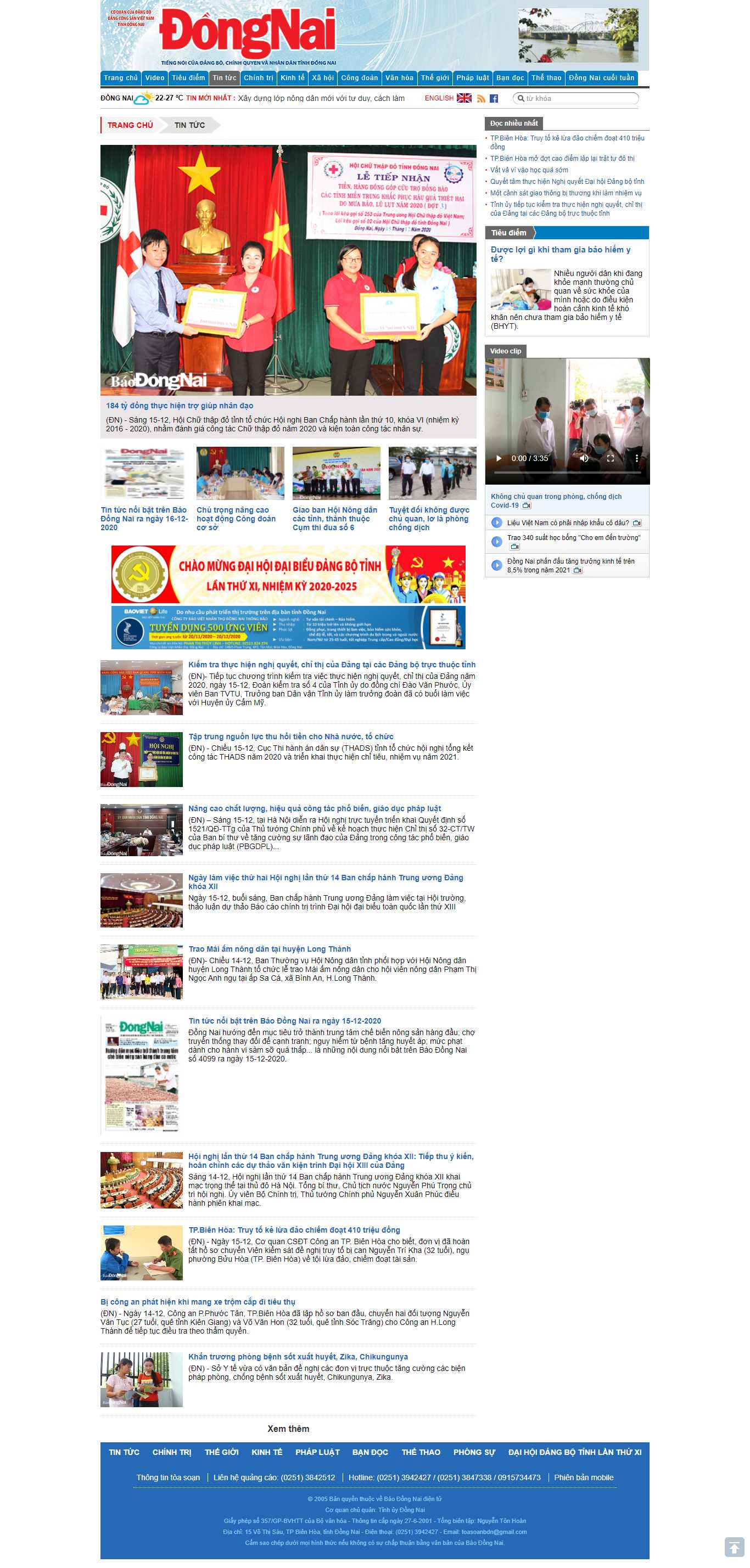 Thiết kế Website Web tin tức - baodongnaicomvn