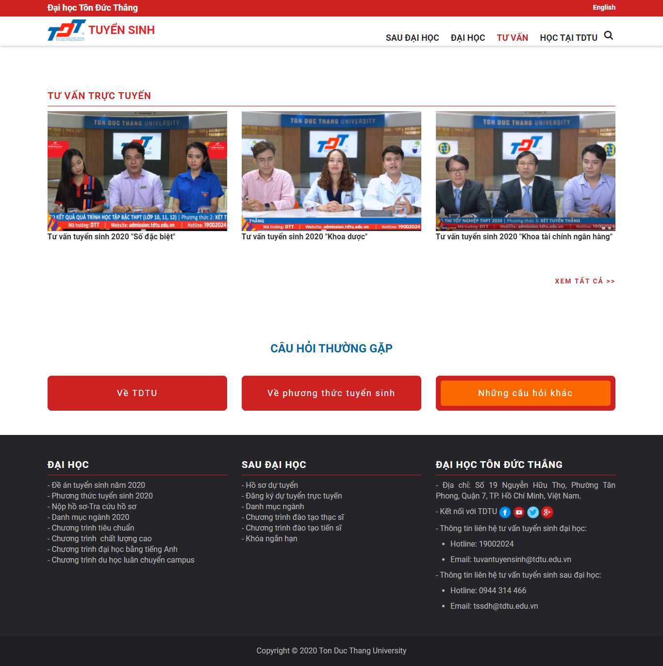 Thiết kế Website Web tư vấn - admissiontdtueduvn