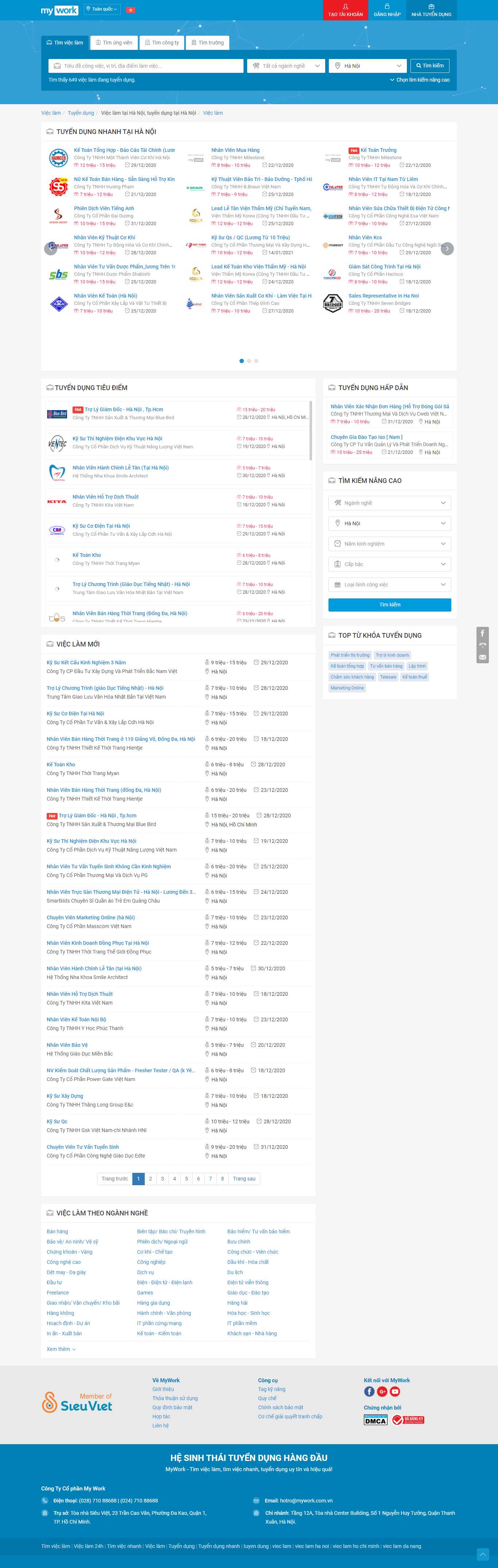 Thiết kế Website Web tuyển dụng - myworkcomvn