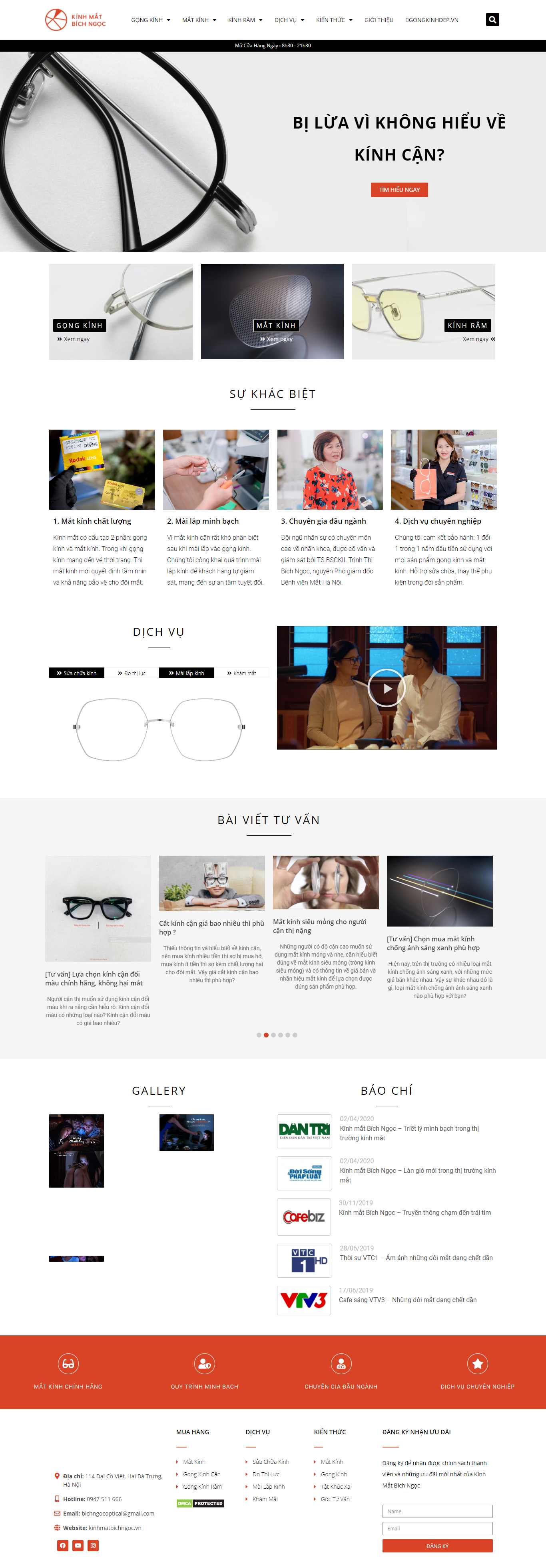 Thiết kế Website Web mắt kính - kinhmatbichngocvn
