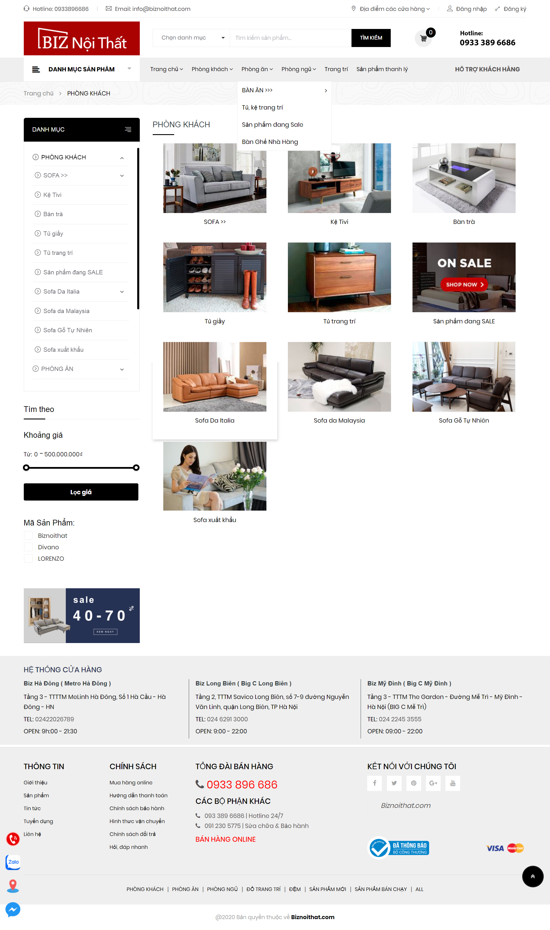 Thiết kế Website Web đồ nội thật - biznoithatcom