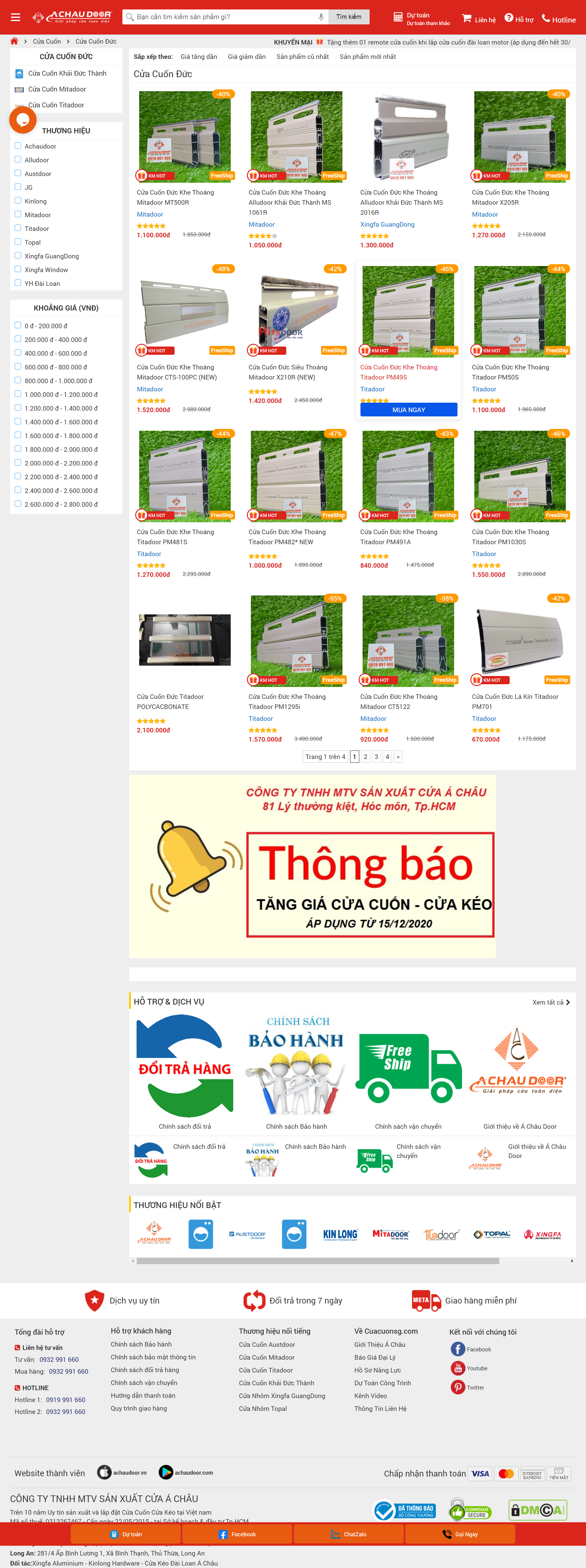 Thiết kế Website web cửa kéo - wwwcuacuonsgcom