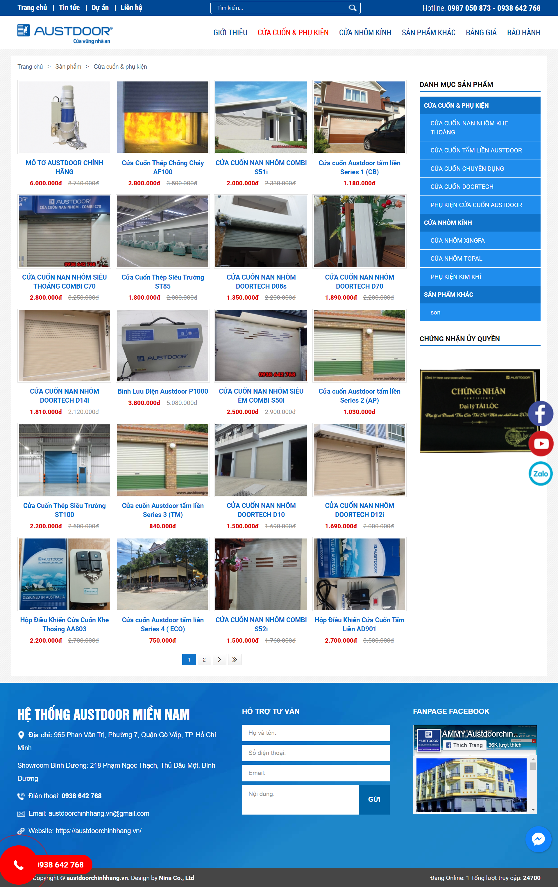 Thiết kế Website web cửa kéo - austdoorchinhhangvn