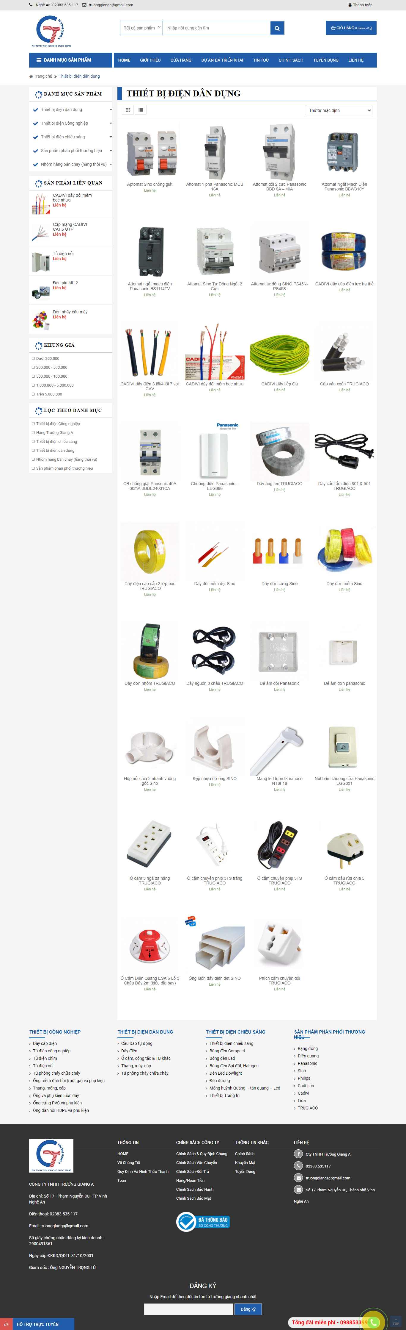[thietbidiensino] Thiết kế Website Web điện dân dụng - truonggiangacomvn