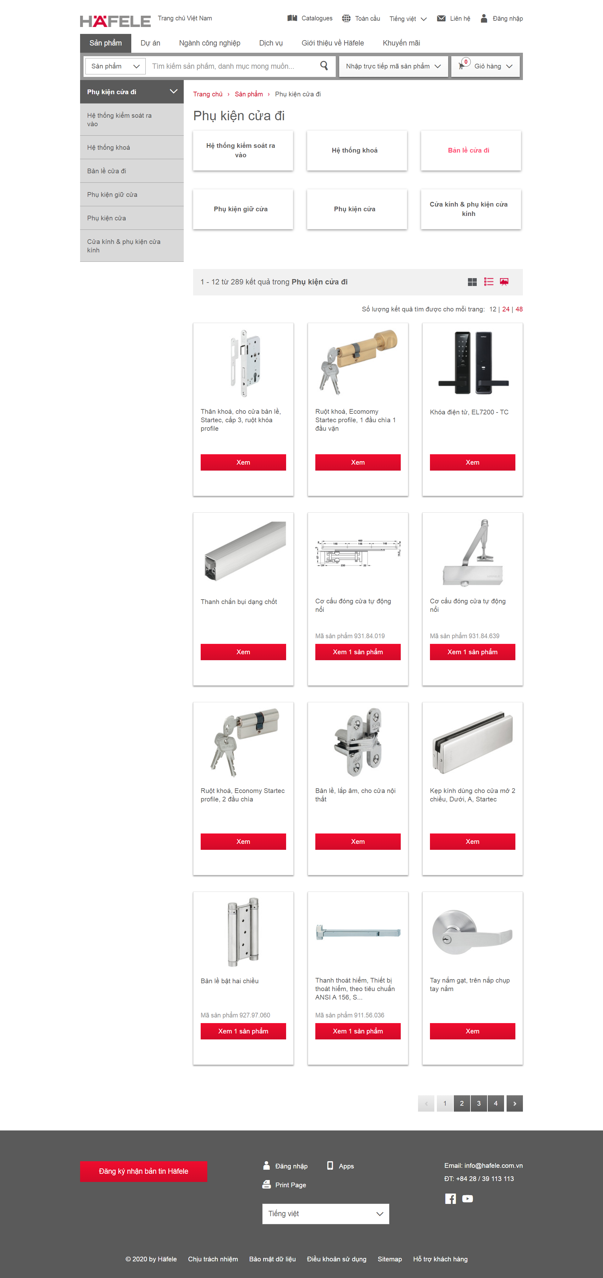 Thiết kế Website web phụ kiện cửa - wwwhafelecomvn
