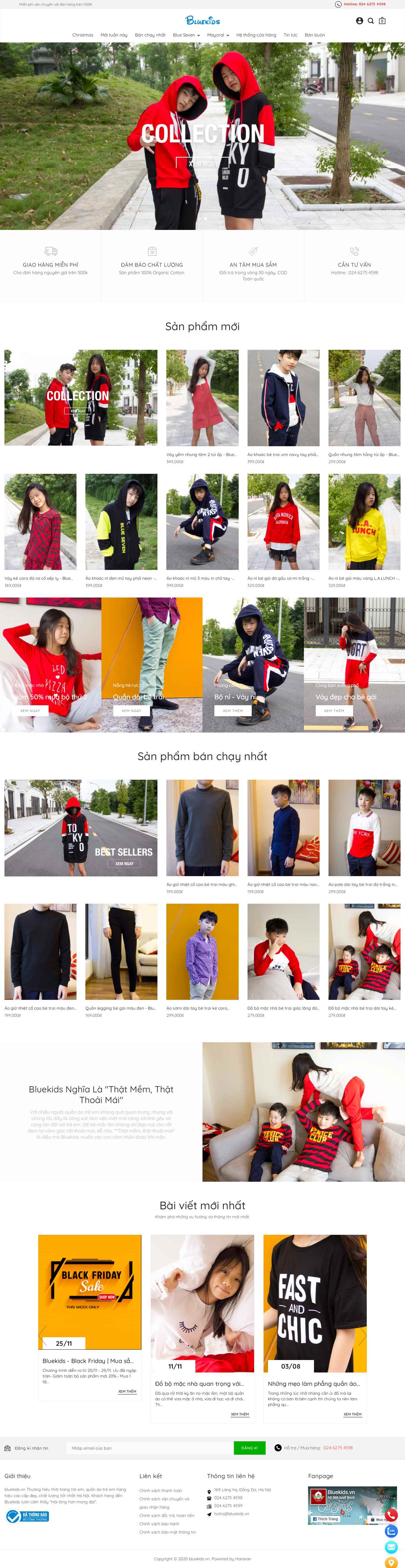 Thiết kế Website Web quần áo trẻ em - bluekidsvn