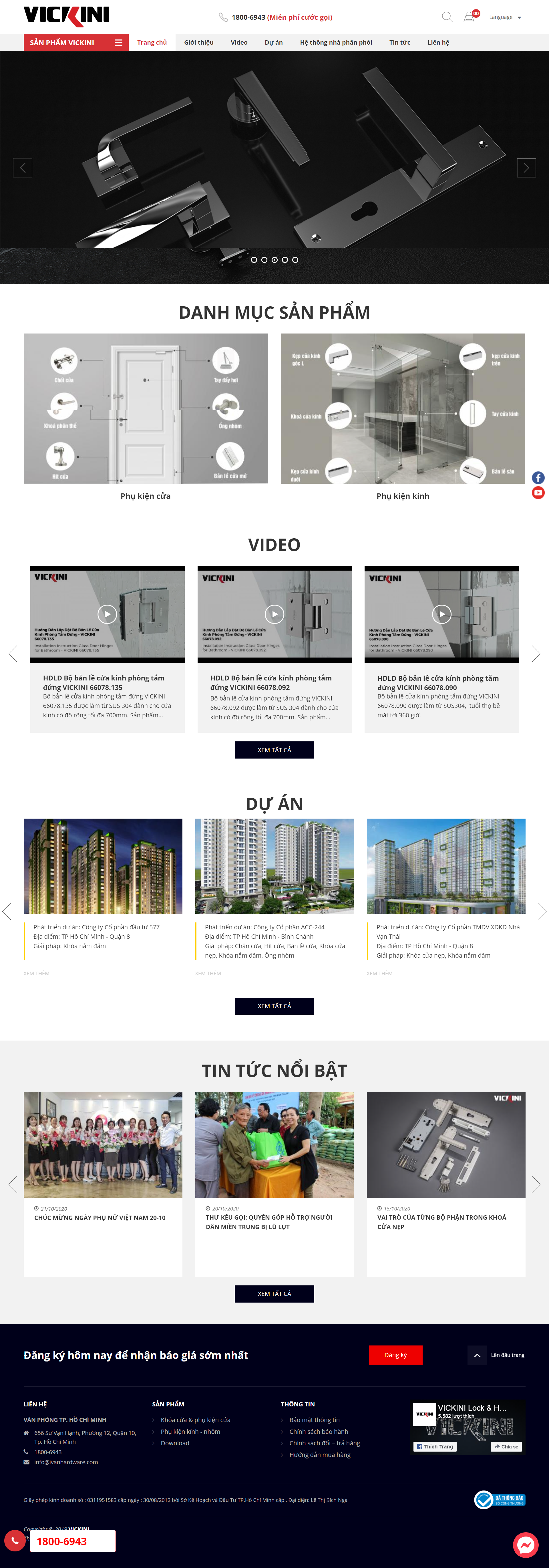 Thiết kế Website web phụ kiện cửa - vickinicom