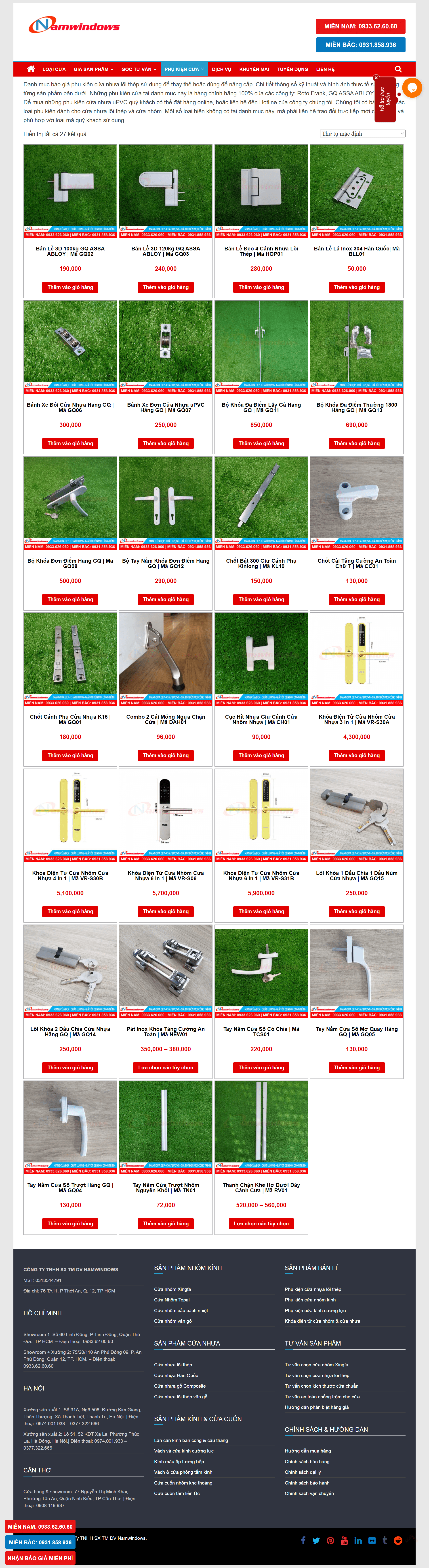 Thiết kế Website web phụ kiện cửa - cuanhuanamwindowscom