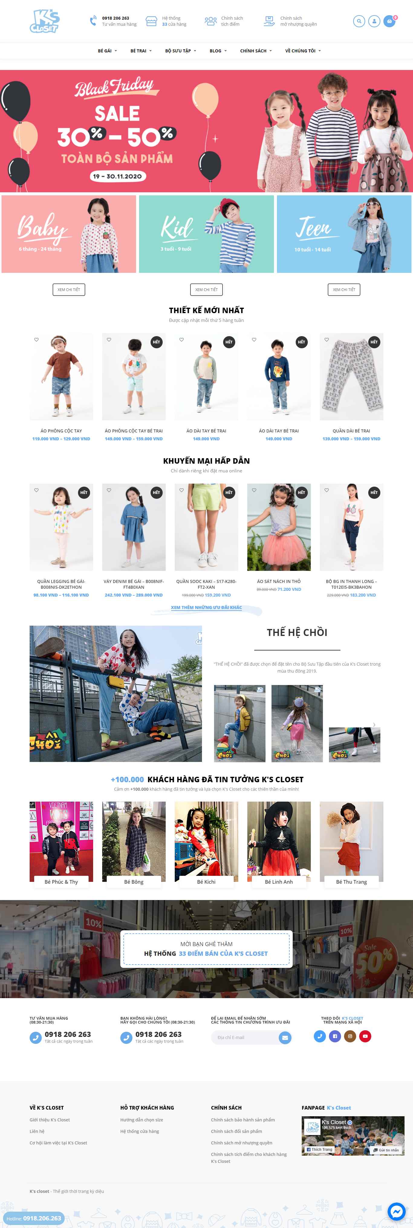 Thiết kế Website Web quần áo trẻ em - ksclosetvn