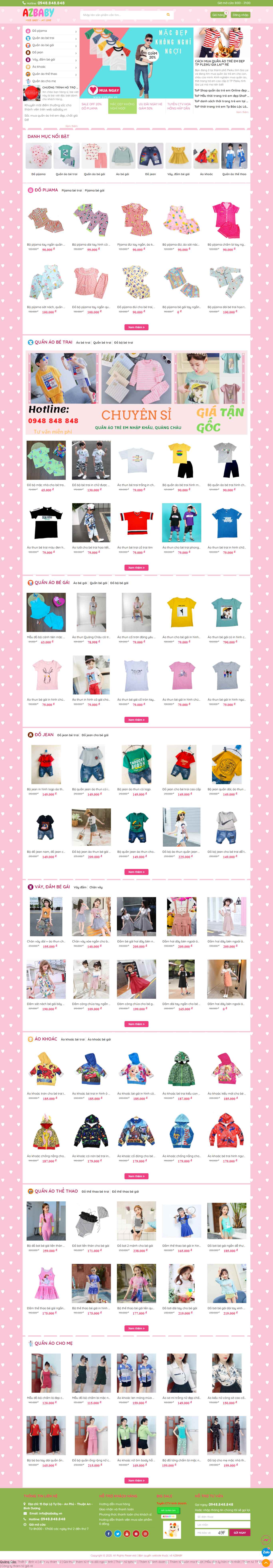 Thiết kế Website Web quần áo trẻ em - azbabyvn