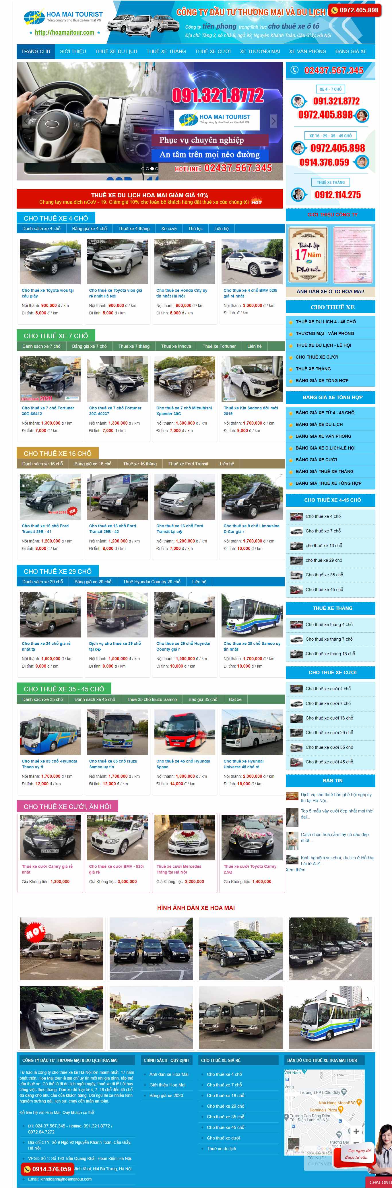 Thiết kế Website Web thuê xe - hoamaitourcom