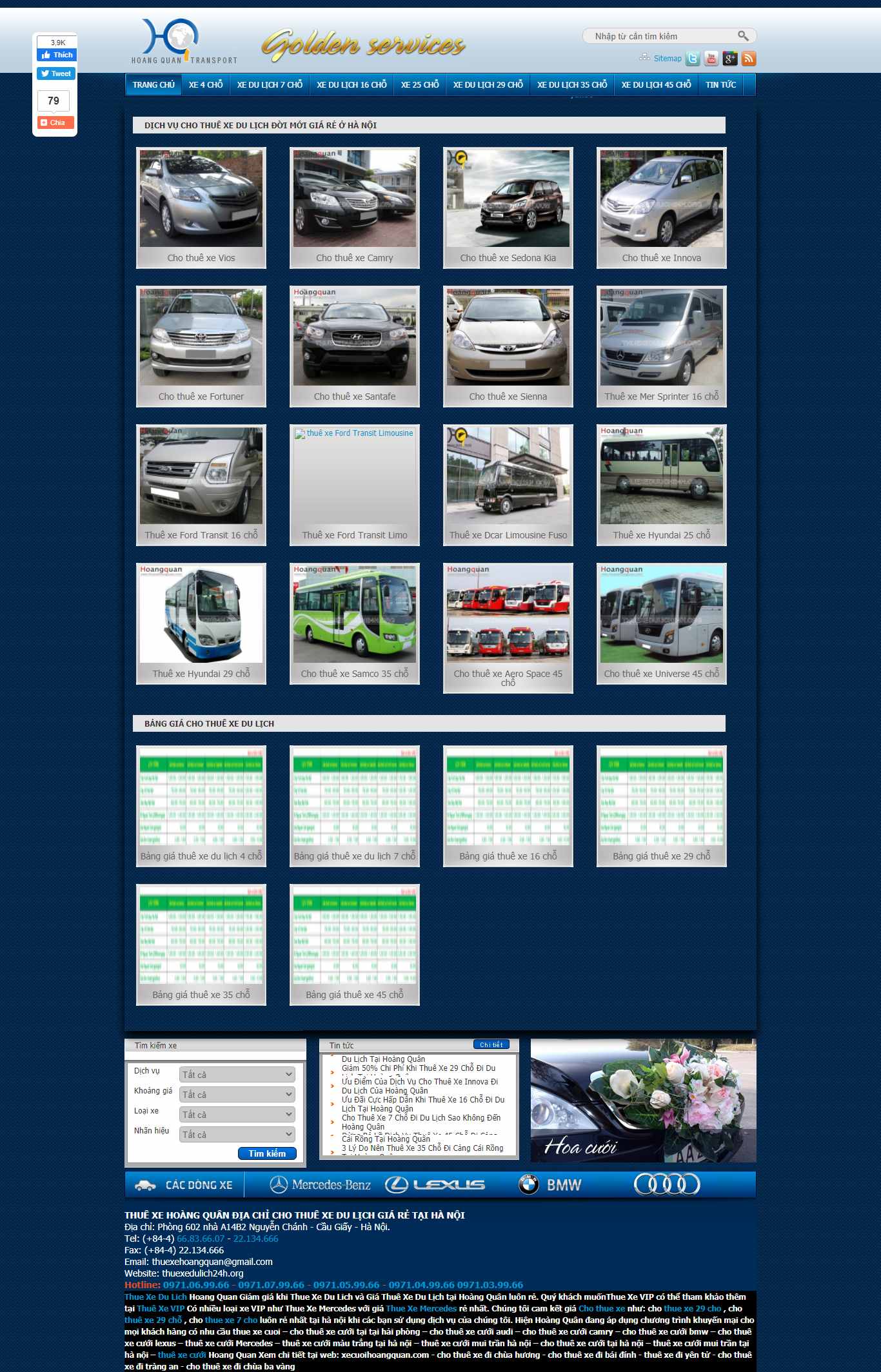 Thiết kế Website Web thuê xe - thuexedulich24horg
