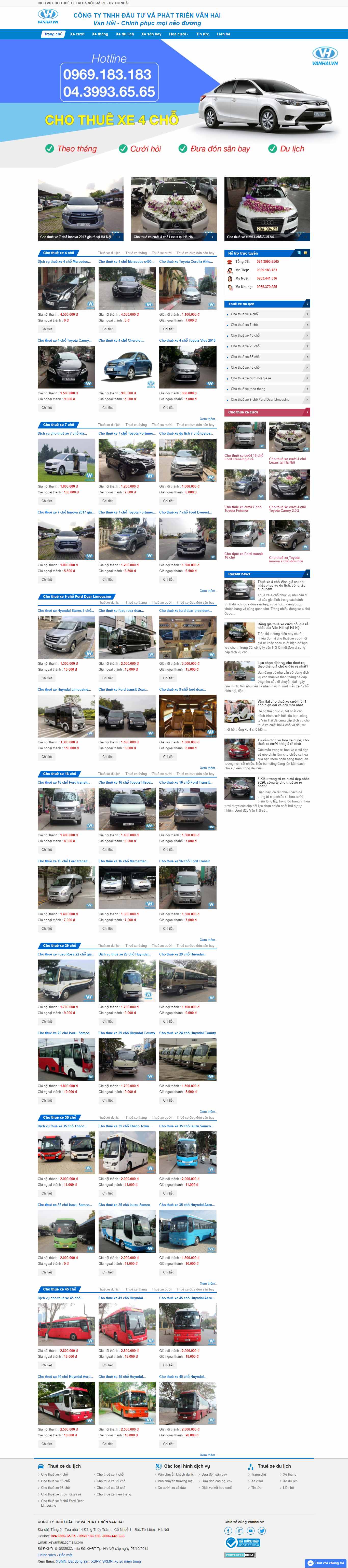 Thiết kế Website Web thuê xe - vanhaivn