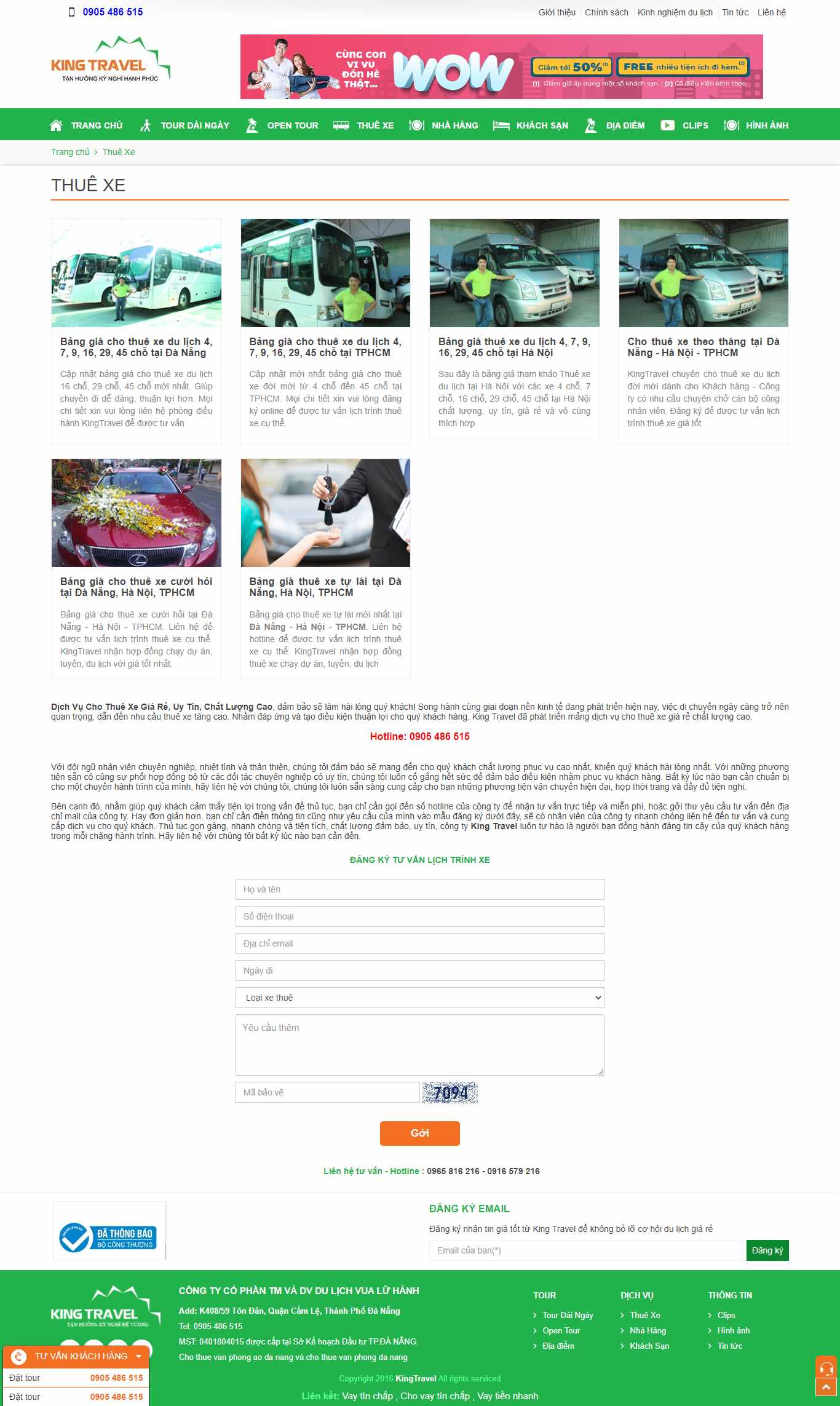 Thiết kế Website Web thuê xe - kingtraveltv