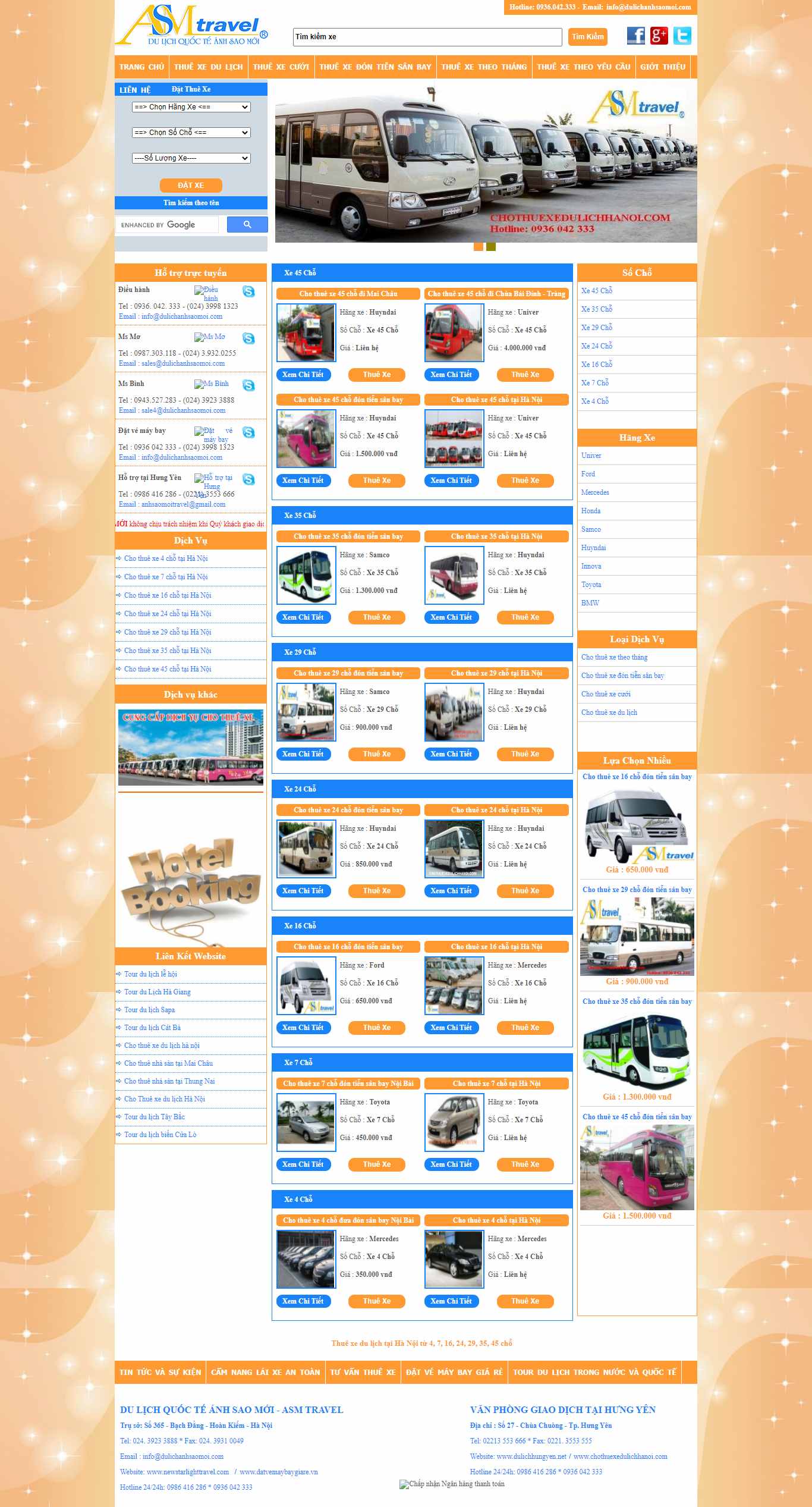 Thiết kế Website Web thuê xe - thuexedulichhanoicomvn