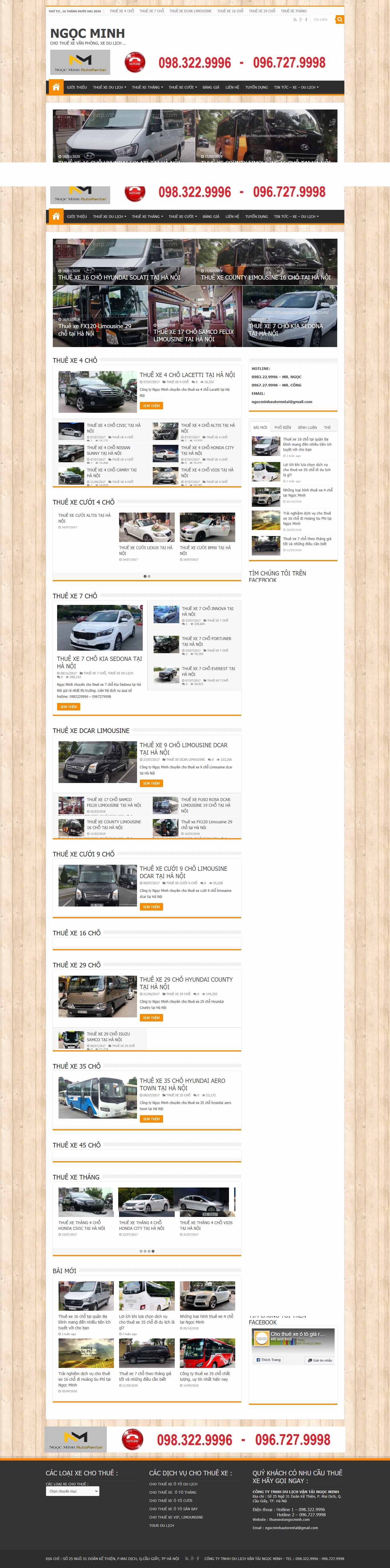 Thiết kế Website Web thuê xe - thuexeotongocminhcom