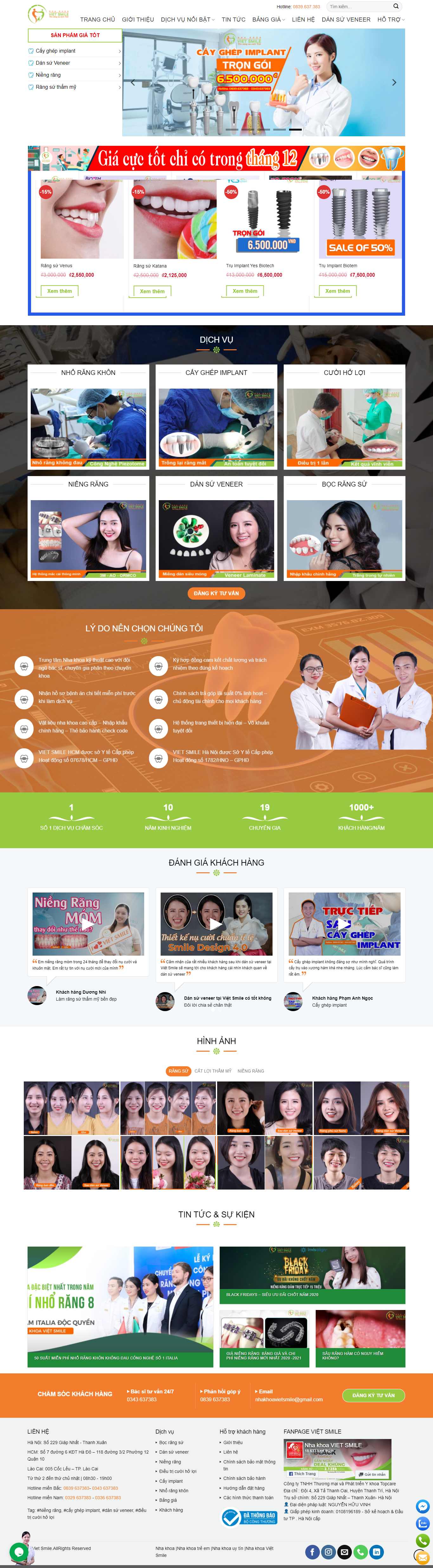 Thiết kế Website Web nha khoa - nhakhoavietsmilecom