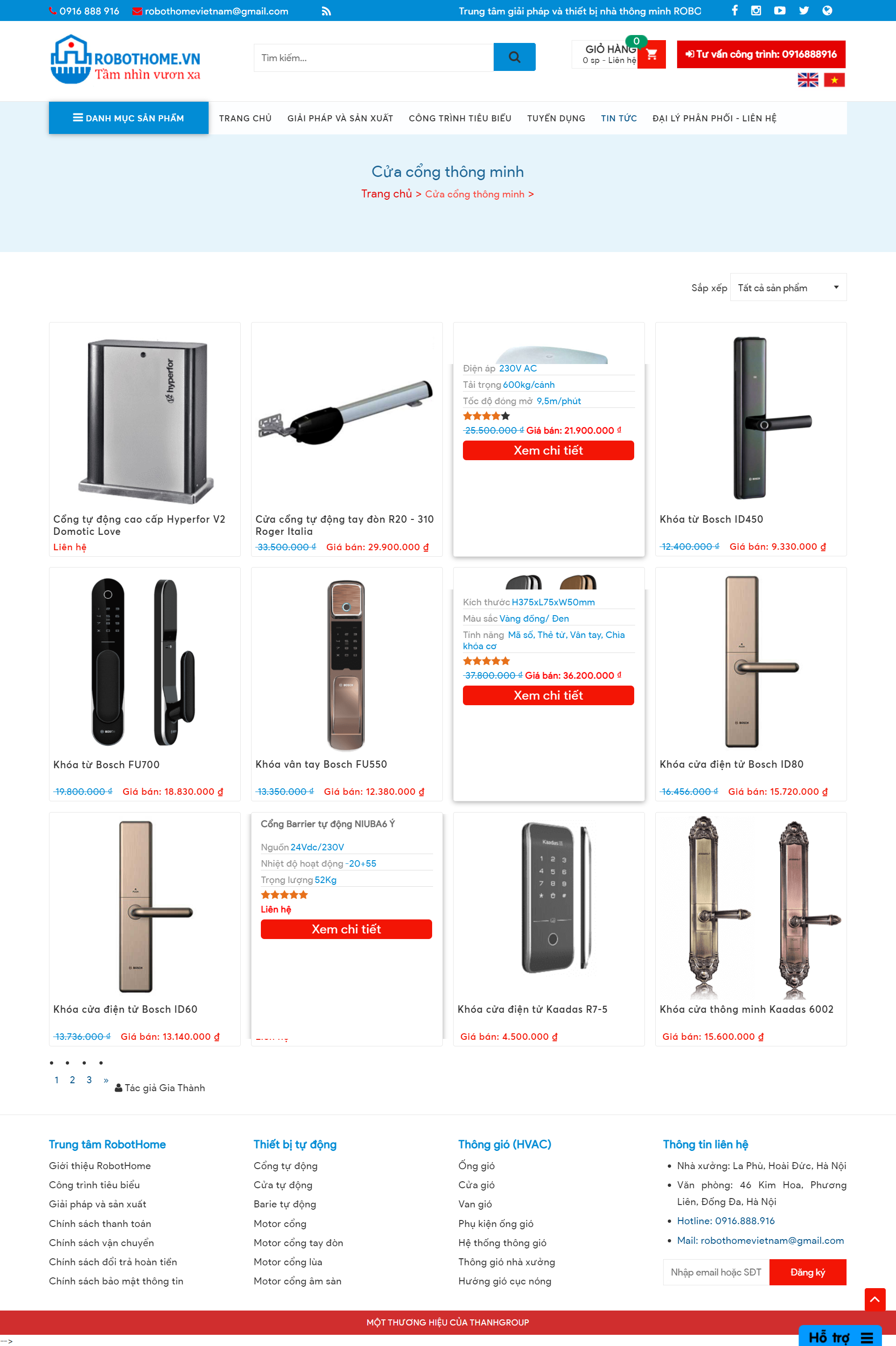 Thiết kế Website web cửa tự động - robothomevn