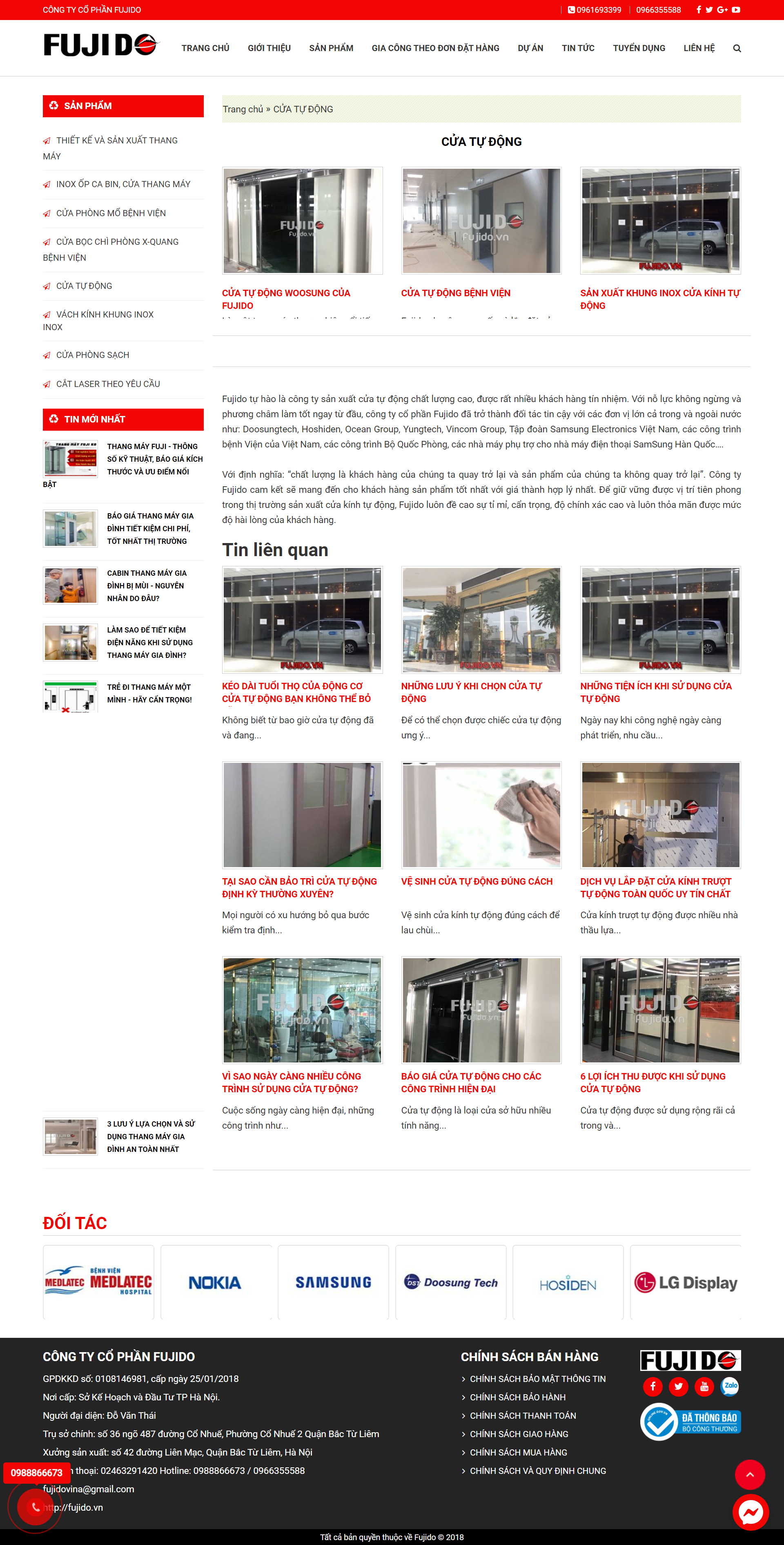 Thiết kế Website web cửa tự động - fujidovn