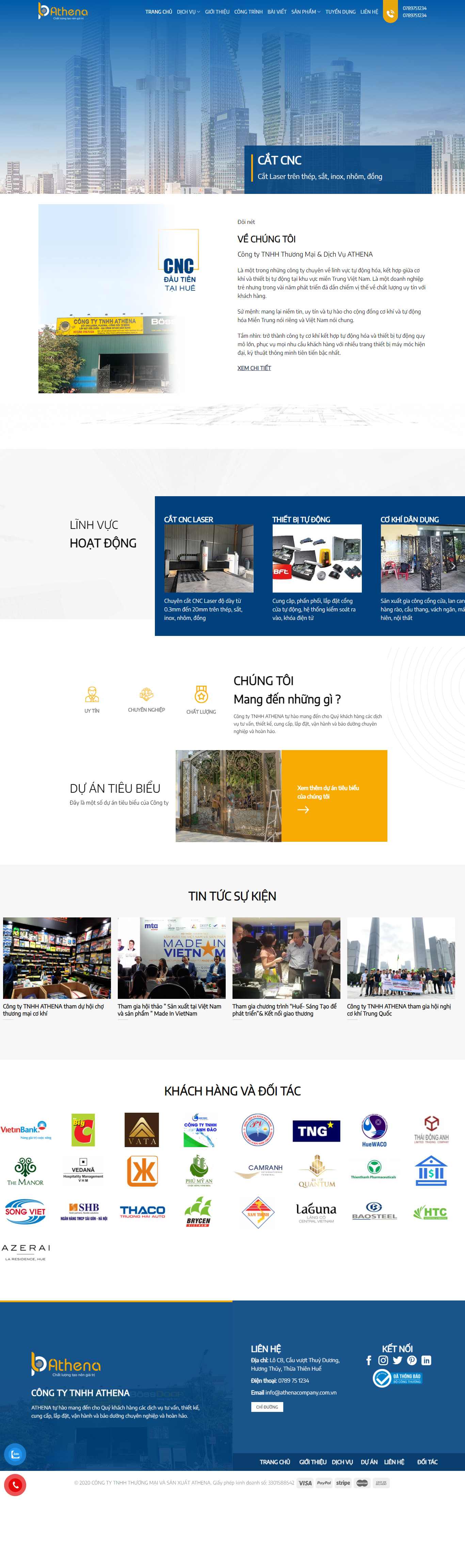 Thiết kế Website Web cơ khí - athenacompanycomvn