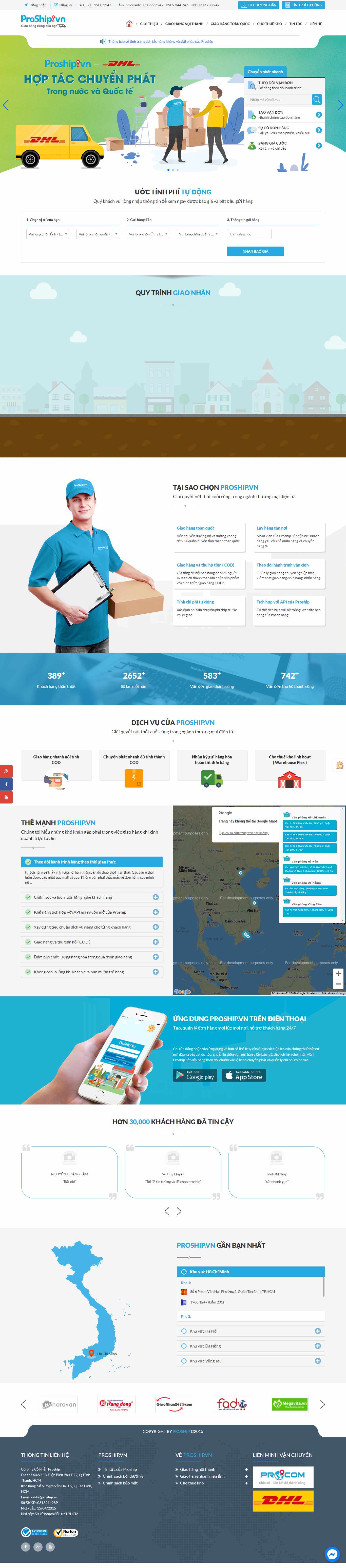 Thiết kế Website Web ship hàng - proshipvn