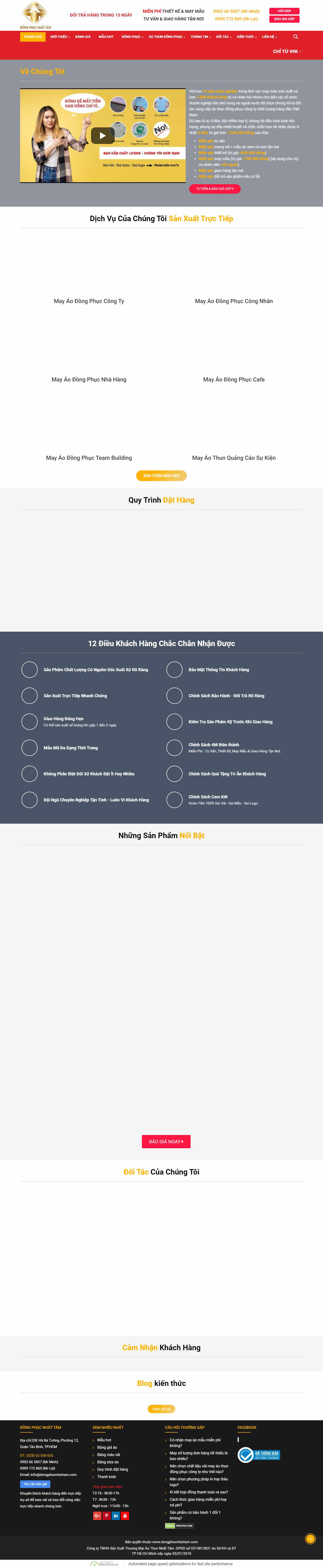 Thiết kế Website Web may áo thun - dongphucnhattamcom