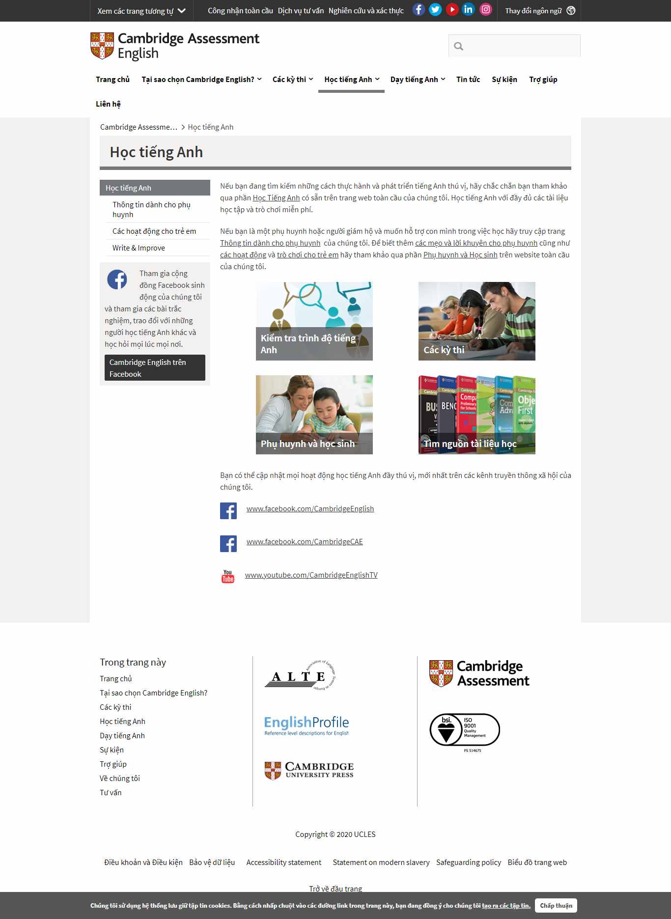 Thiết kế Website Web học tiếng anh - wwwcambridgeenglishorg