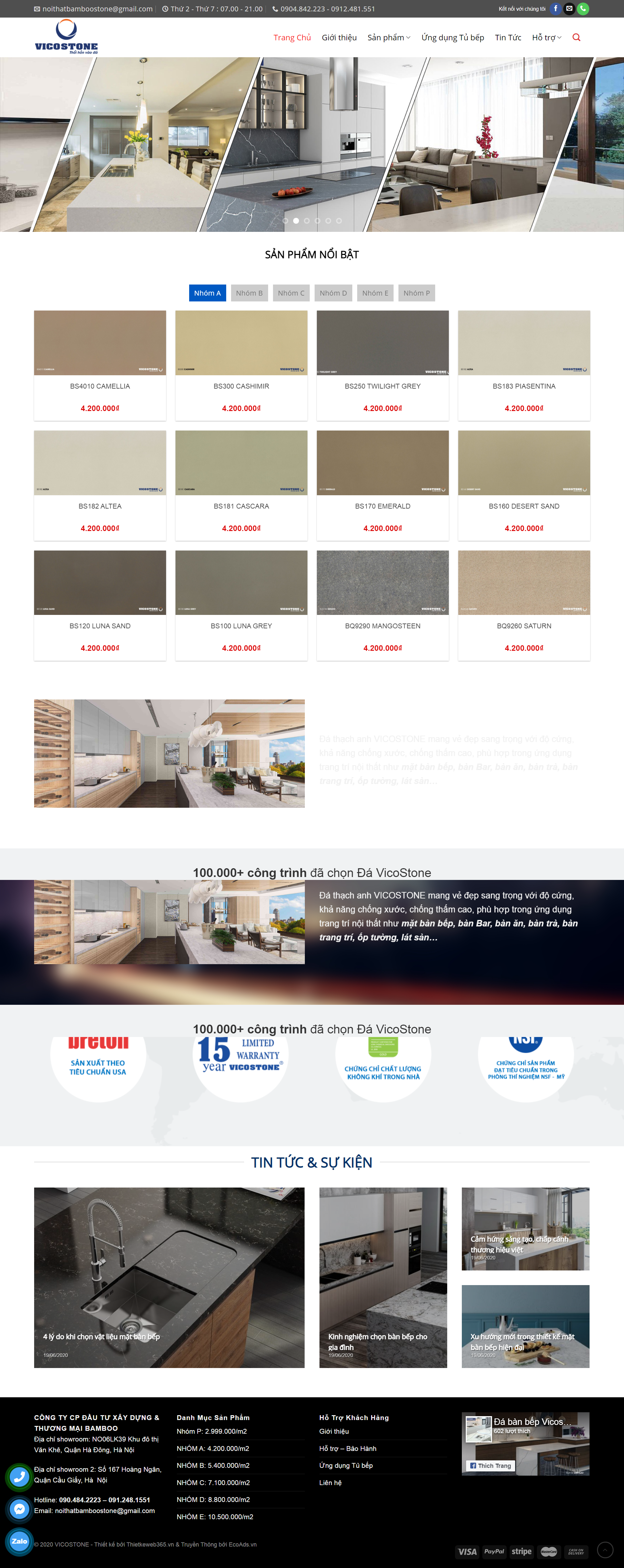 Thiết kế Website web đá nhân tạo - vicostonemienbaccom