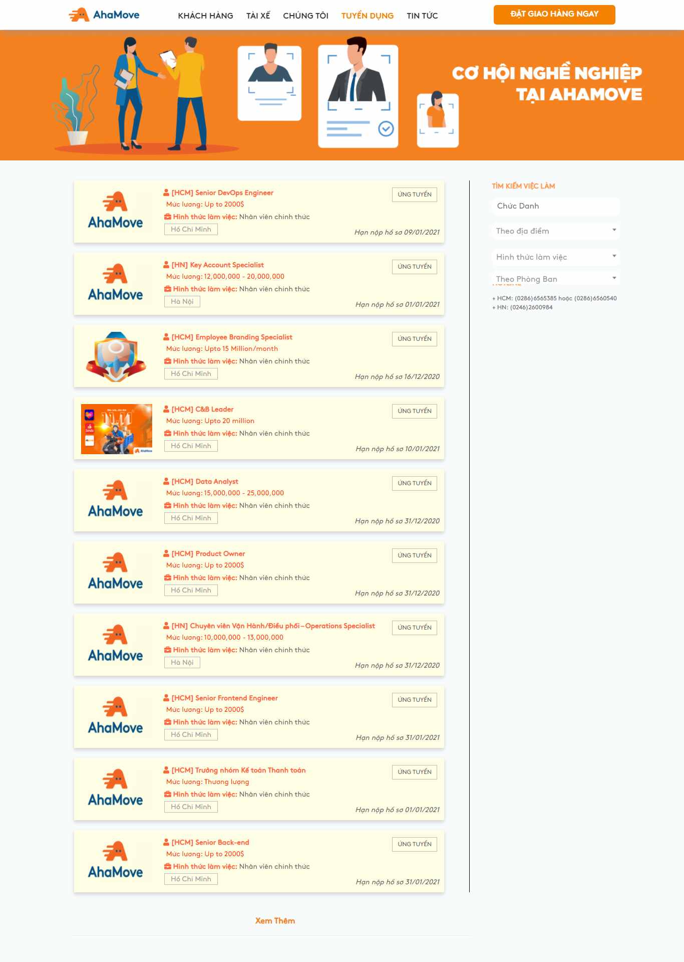 Thiết kế Website Web việc làm - ahamovecom