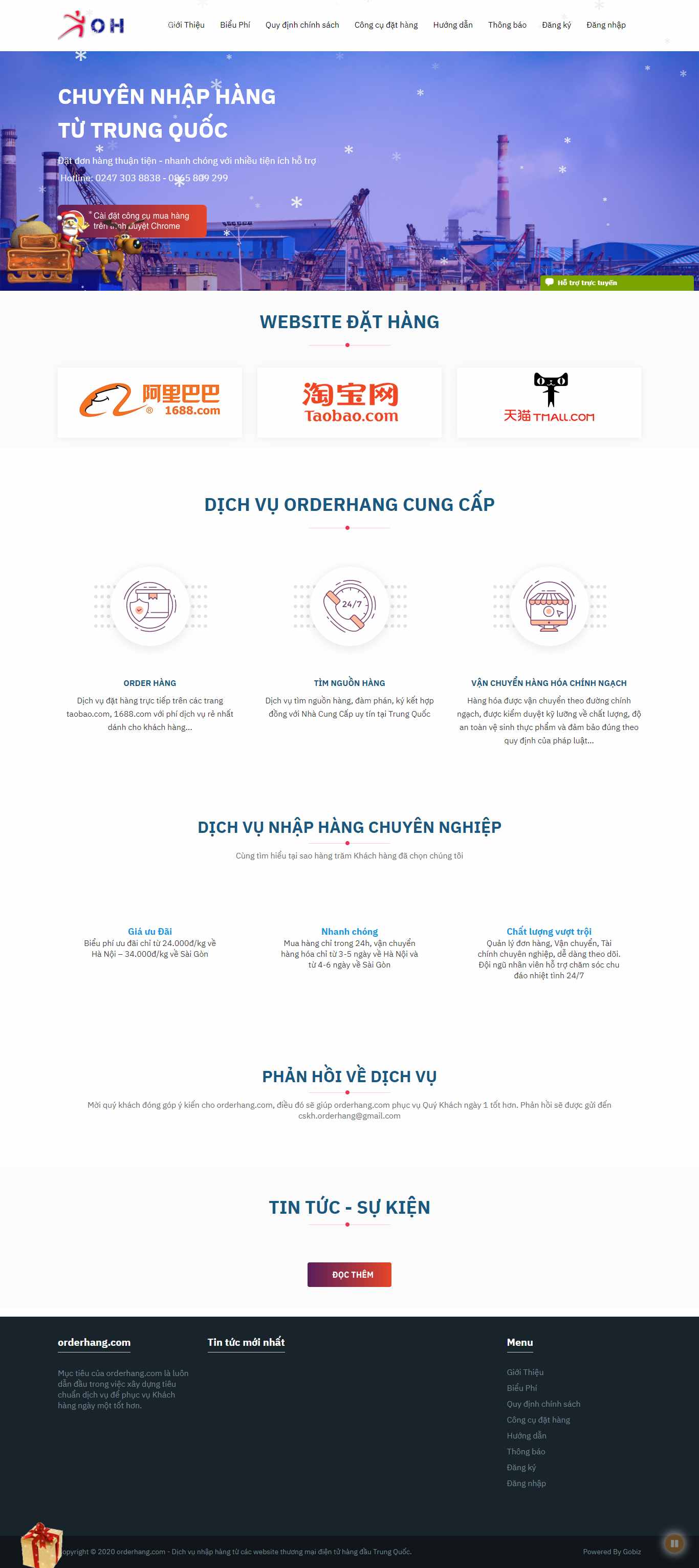 Thiết kế Website Web order hàng hóa - orderhangcom
