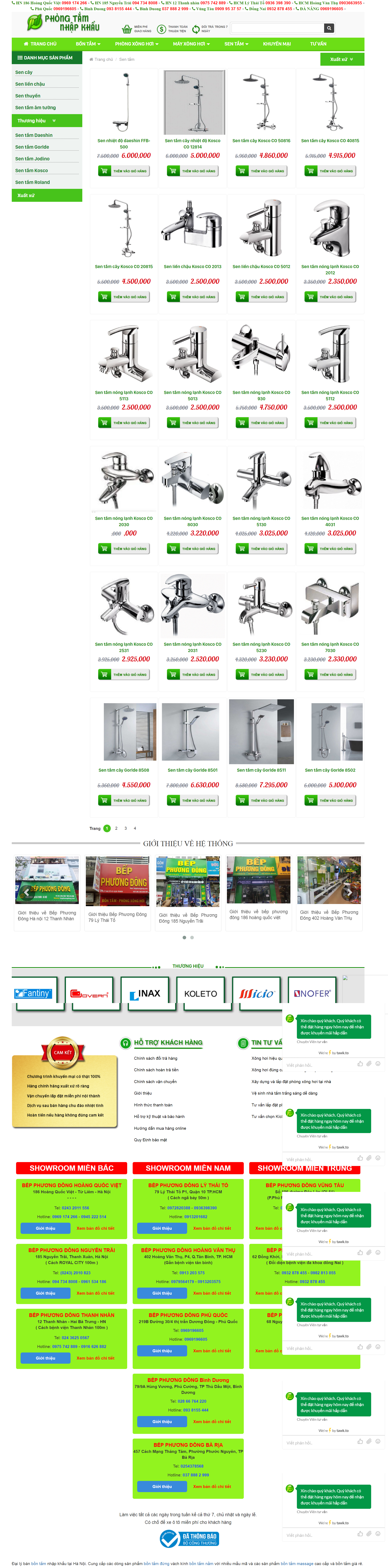 Thiết kế Website Web bán sen vòi - phongtamnhapkhauvn