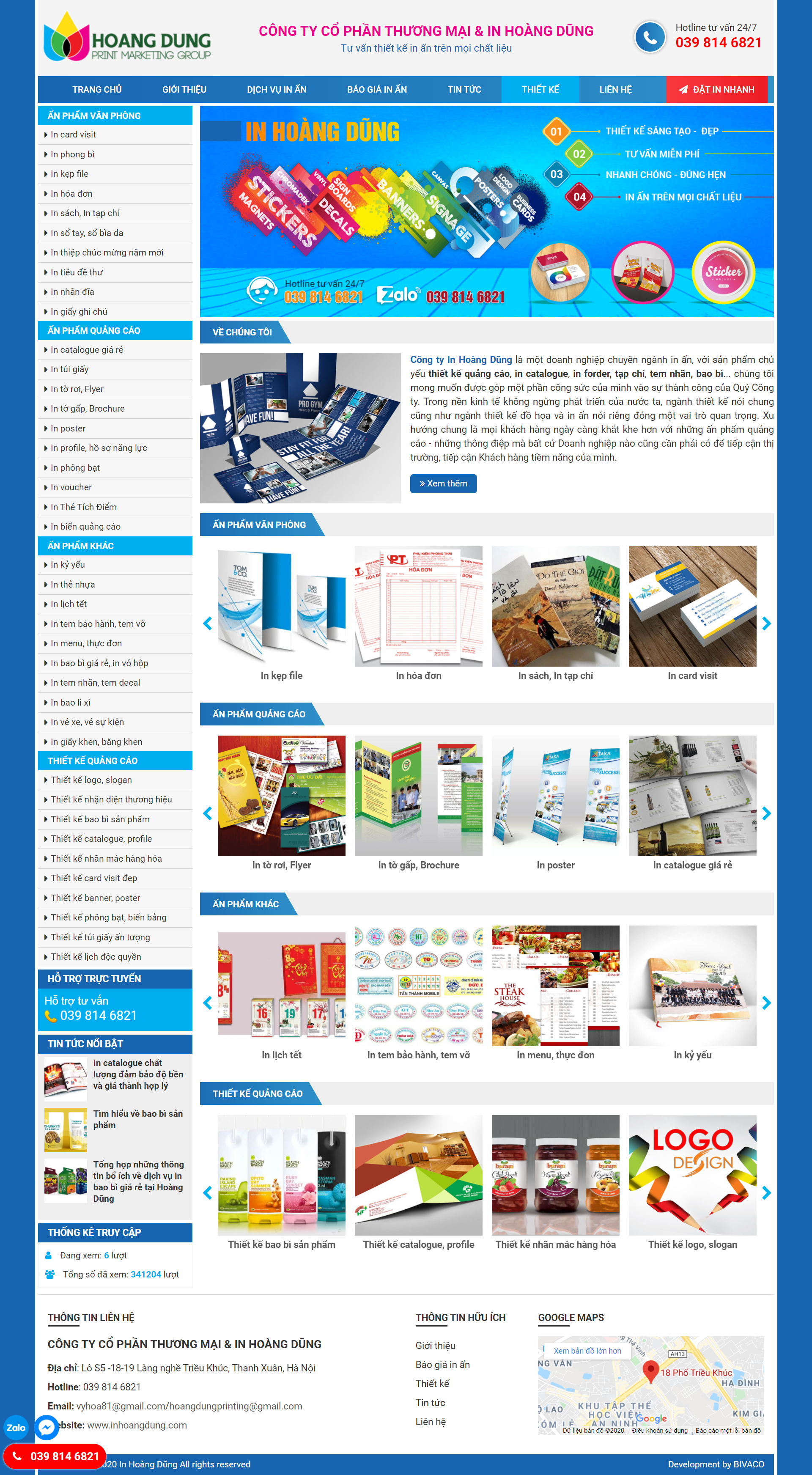 Thiết kế Website Web công ty in ấn - inhoangdungcom