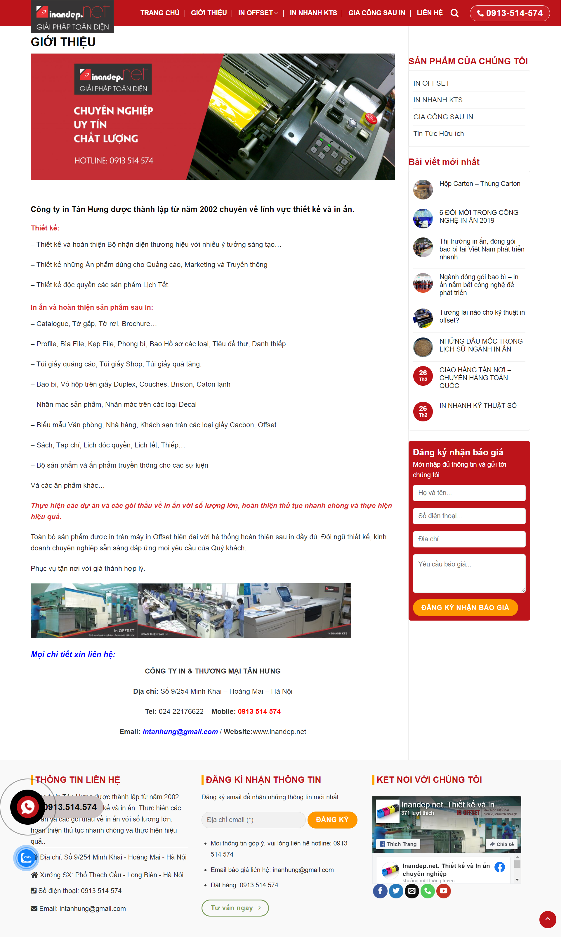 Thiết kế Website Web công ty in ấn - inandepnet