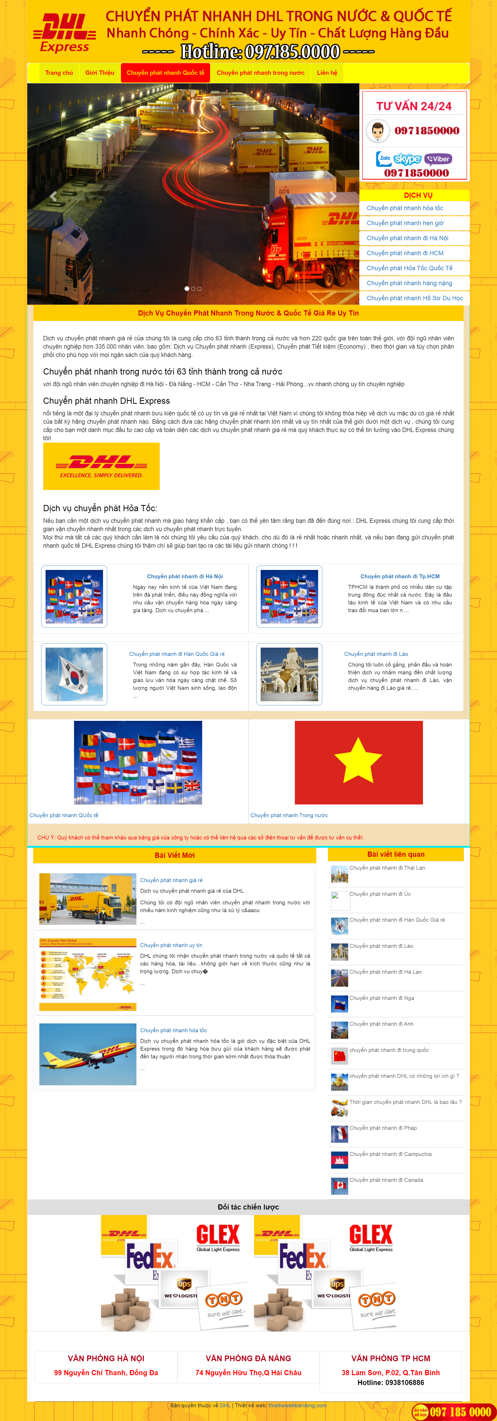 Thiết kế Website Web chuyển phát nhanh - vanchuyendhlexpresscom
