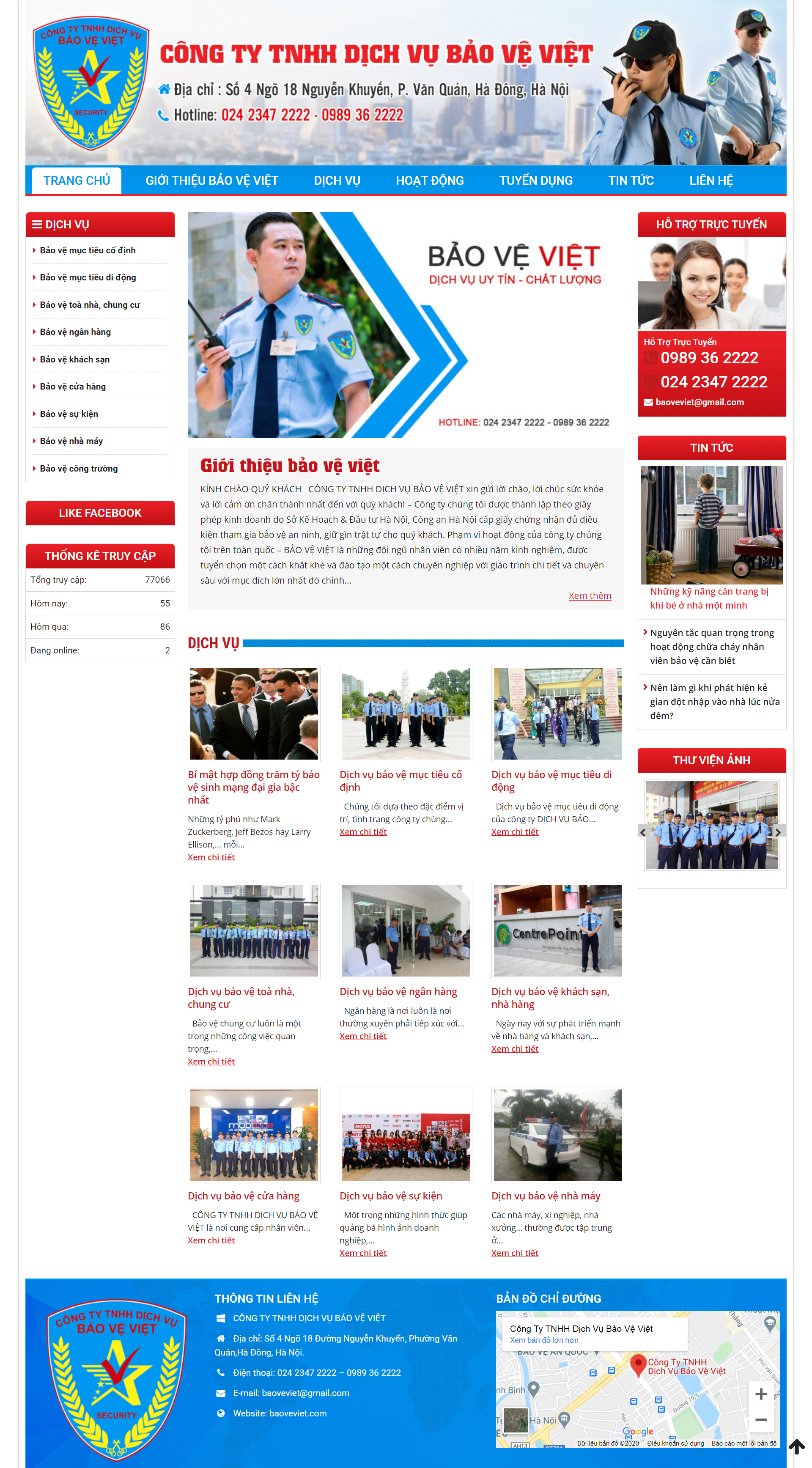 Thiết kế Website Web dịch vụ bảo vệ - baovevietcomvn