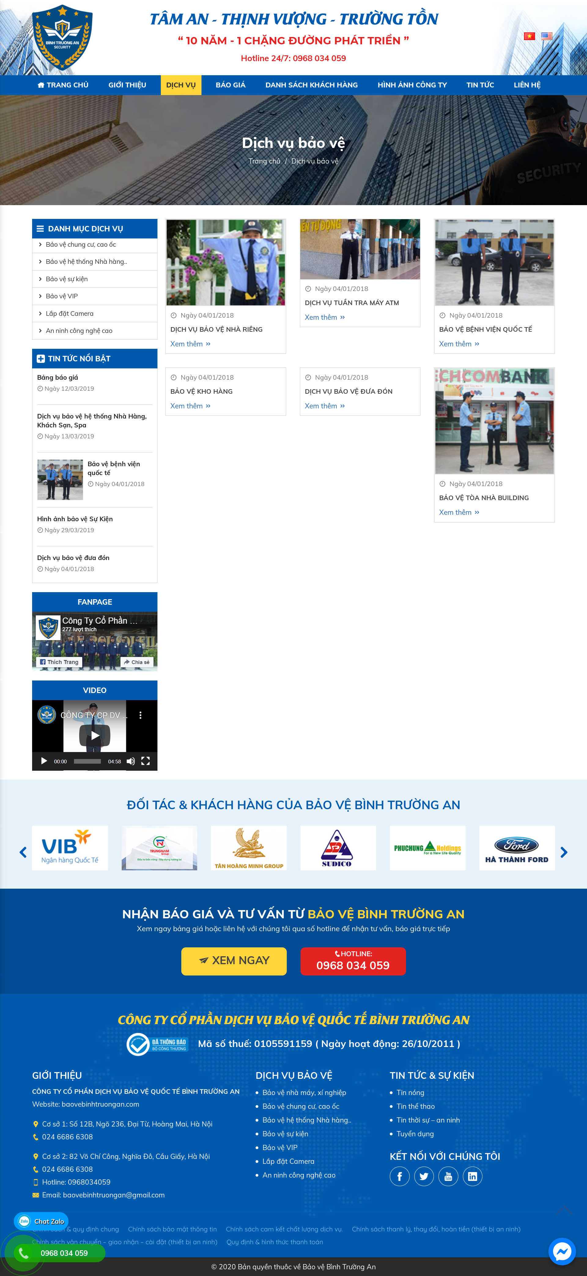 Thiết kế Website Web dịch vụ bảo vệ - baovebinhtruongancom