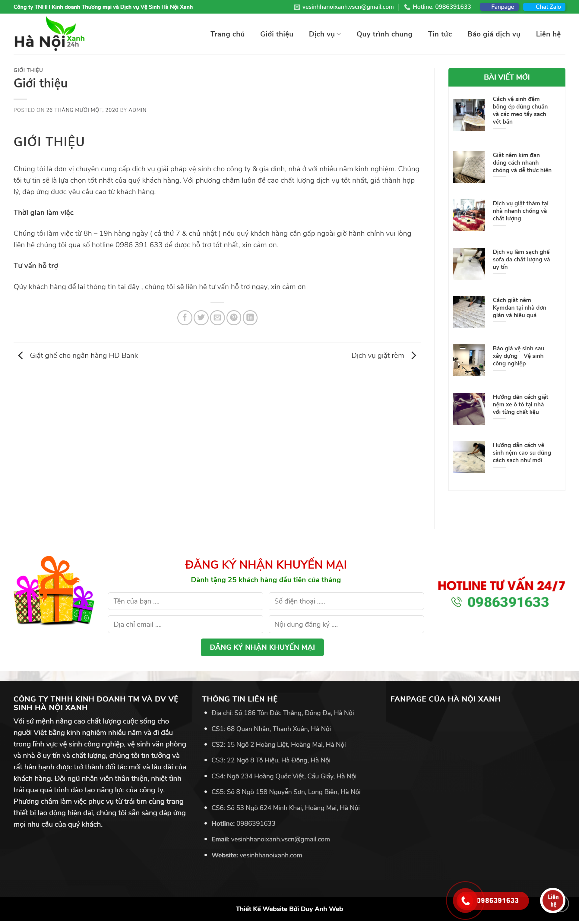 Thiết kế Website Web dịch vụ vệ sinh công nghiệp - vesinhhanoixanhcom