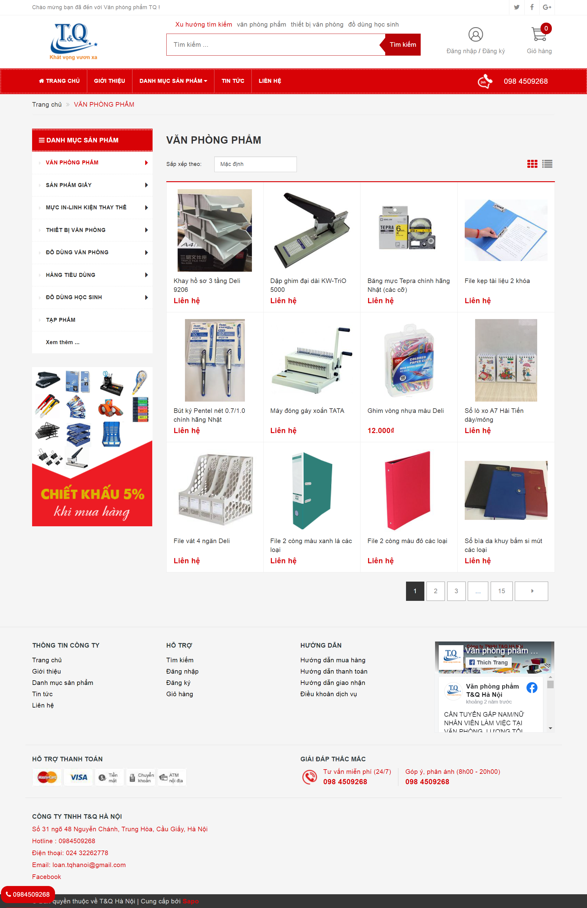 Thiết kế Website Web Văn phòng phẩm - wwwvanphongphamtqcom
