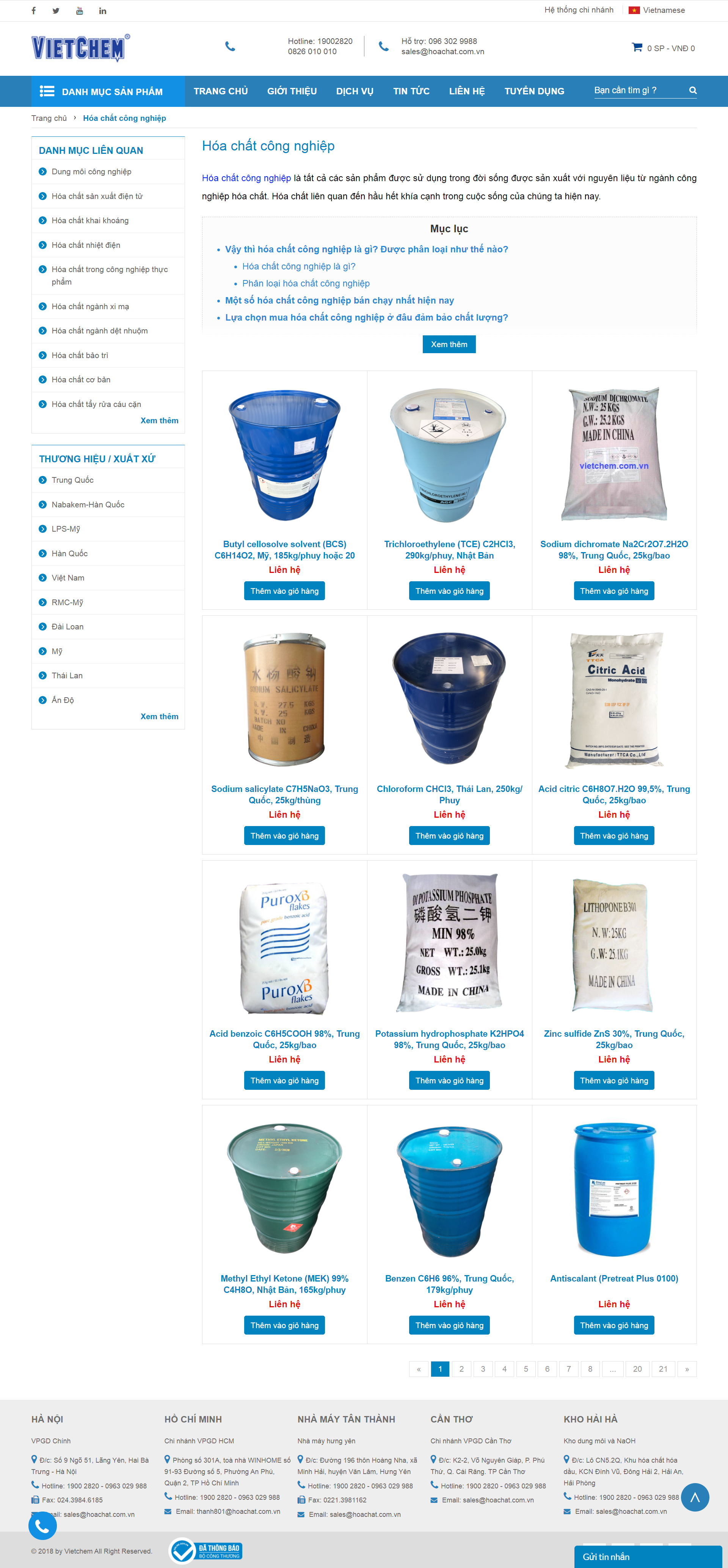 Thiết kế Website Web Hóa Chất Công Nghiệp - vietchemcomvn