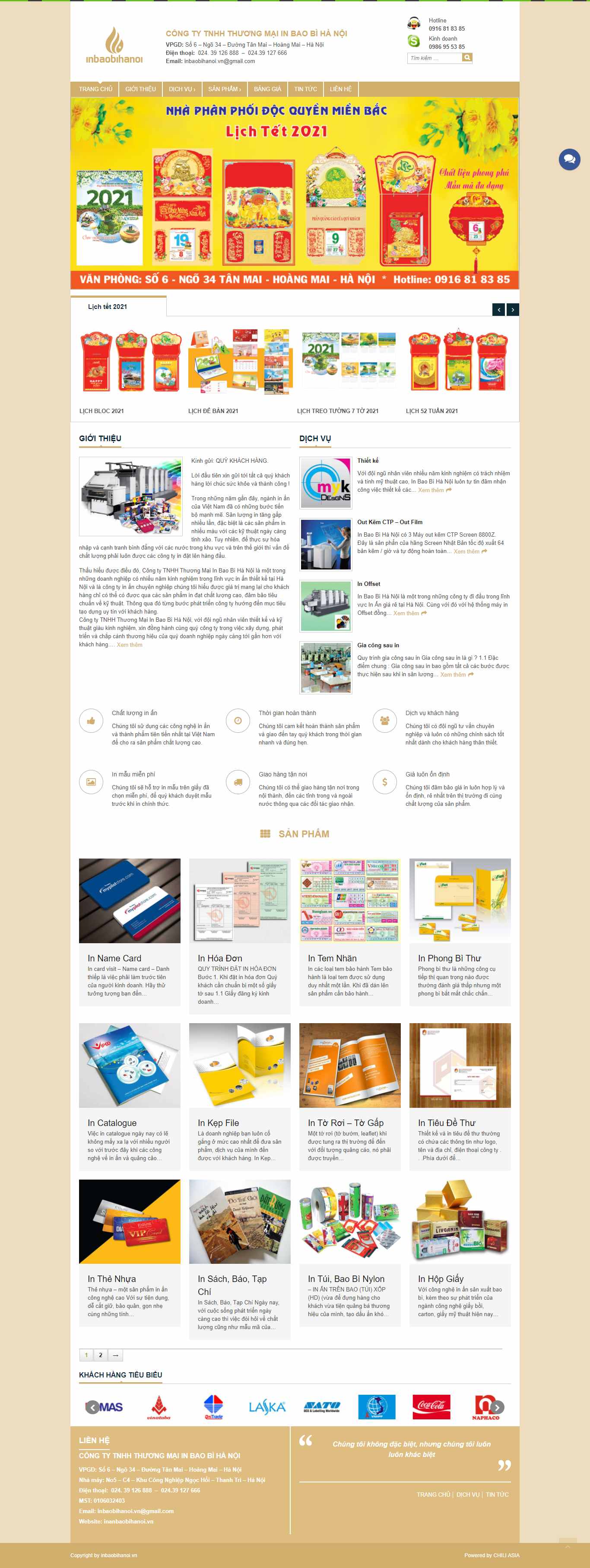 Thiết kế Website Web sản xuất bao bì - inanbaobihanoivn